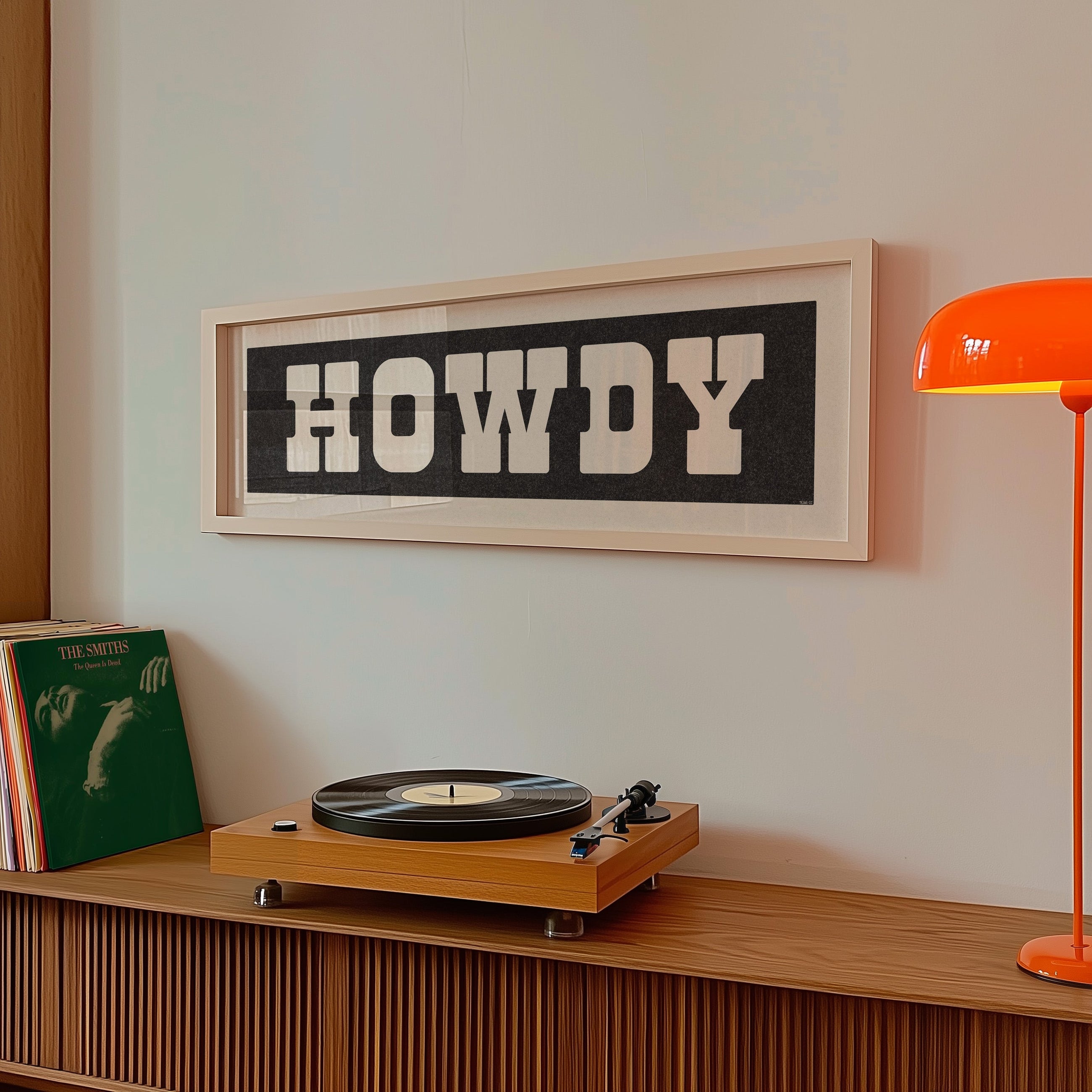 Framed HOWDY Sign Black & White Art Print