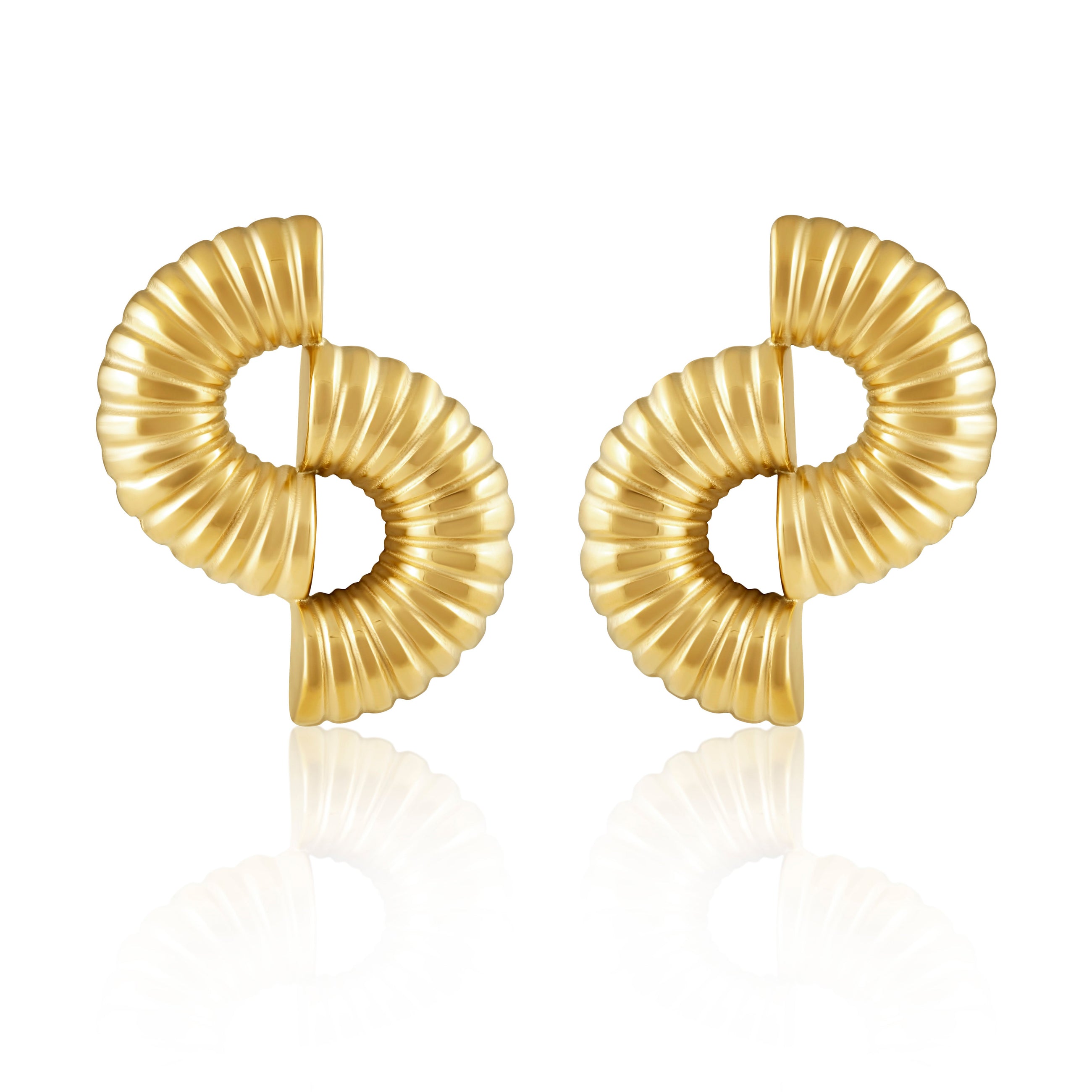 Brooklyn Statement Earrings with stacked half circle design in gold finish