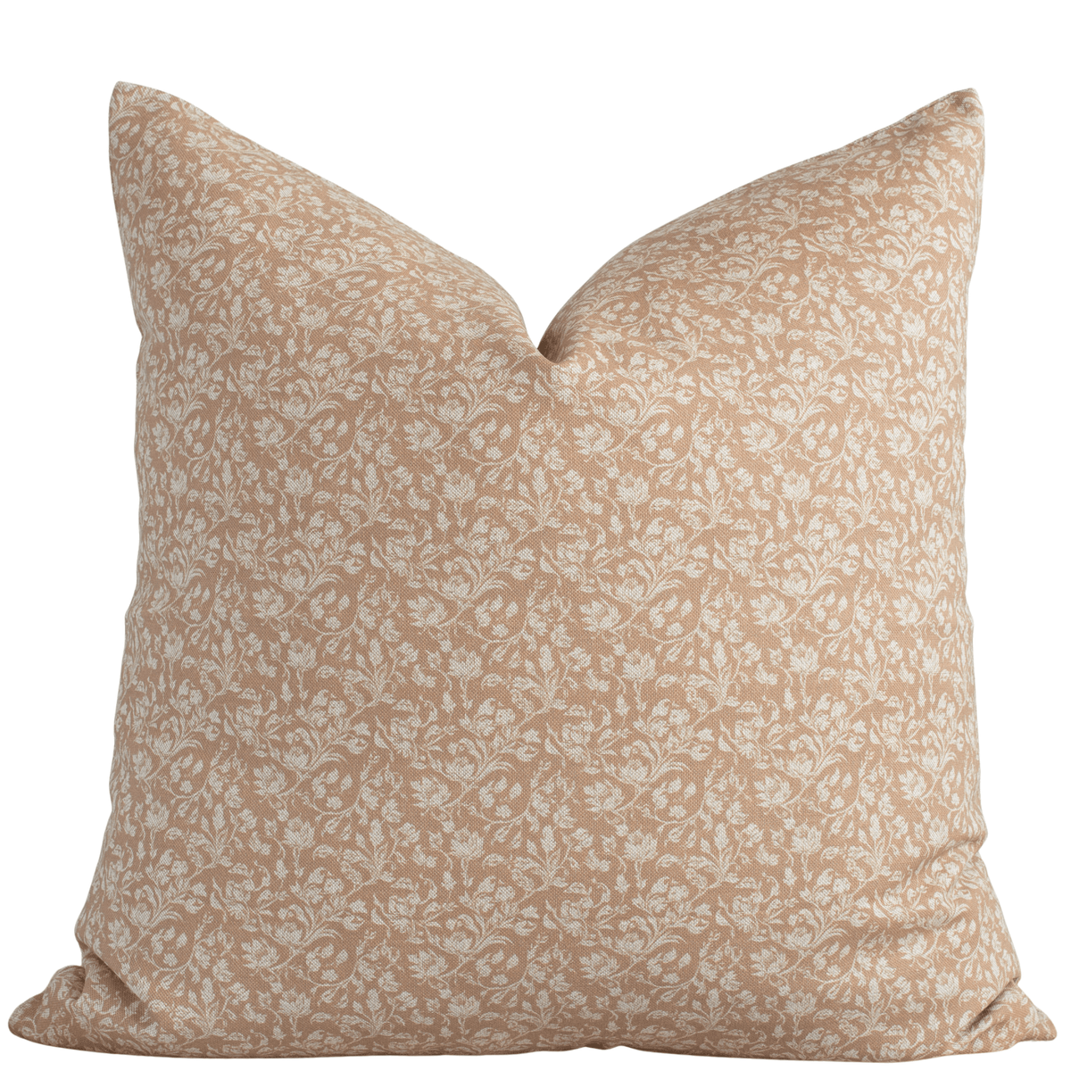 Louisa brown floral pillow cover with cream botanicals on camel