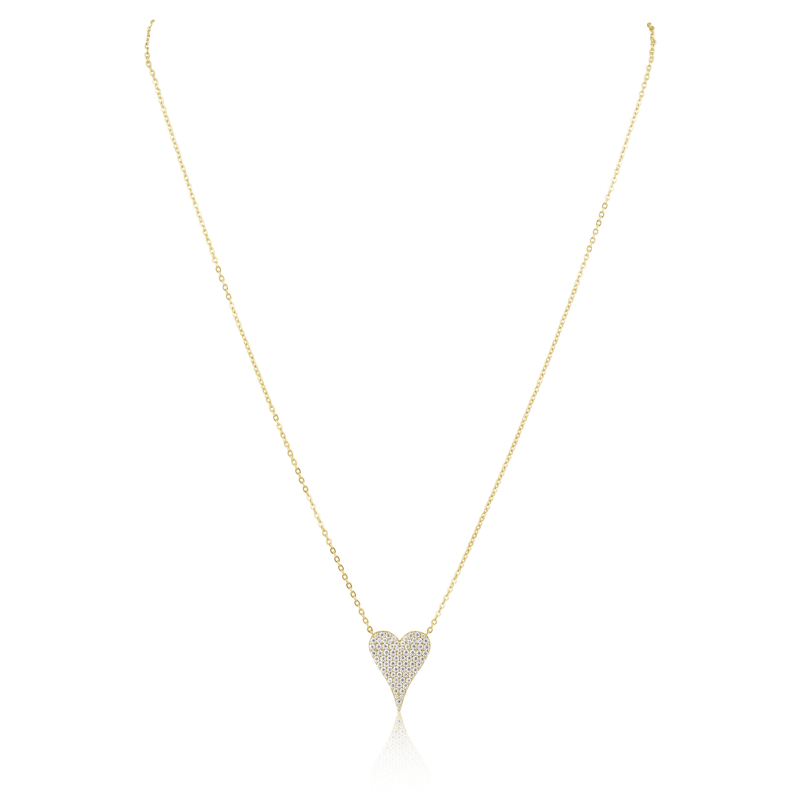 Sara Pave Heart Necklace with CZ stones close-up