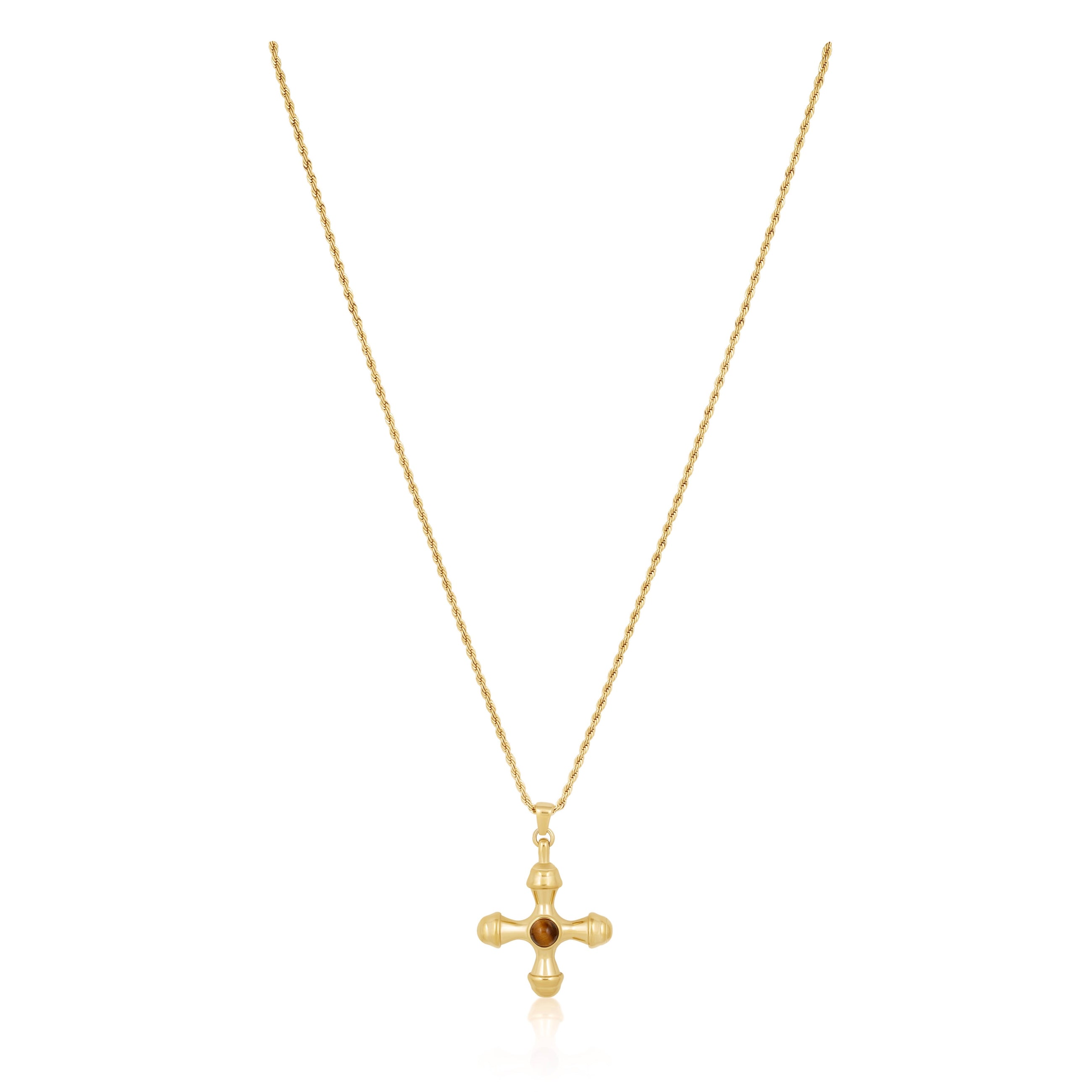 Ophelia Cross Necklace with Tiger Eye pendant