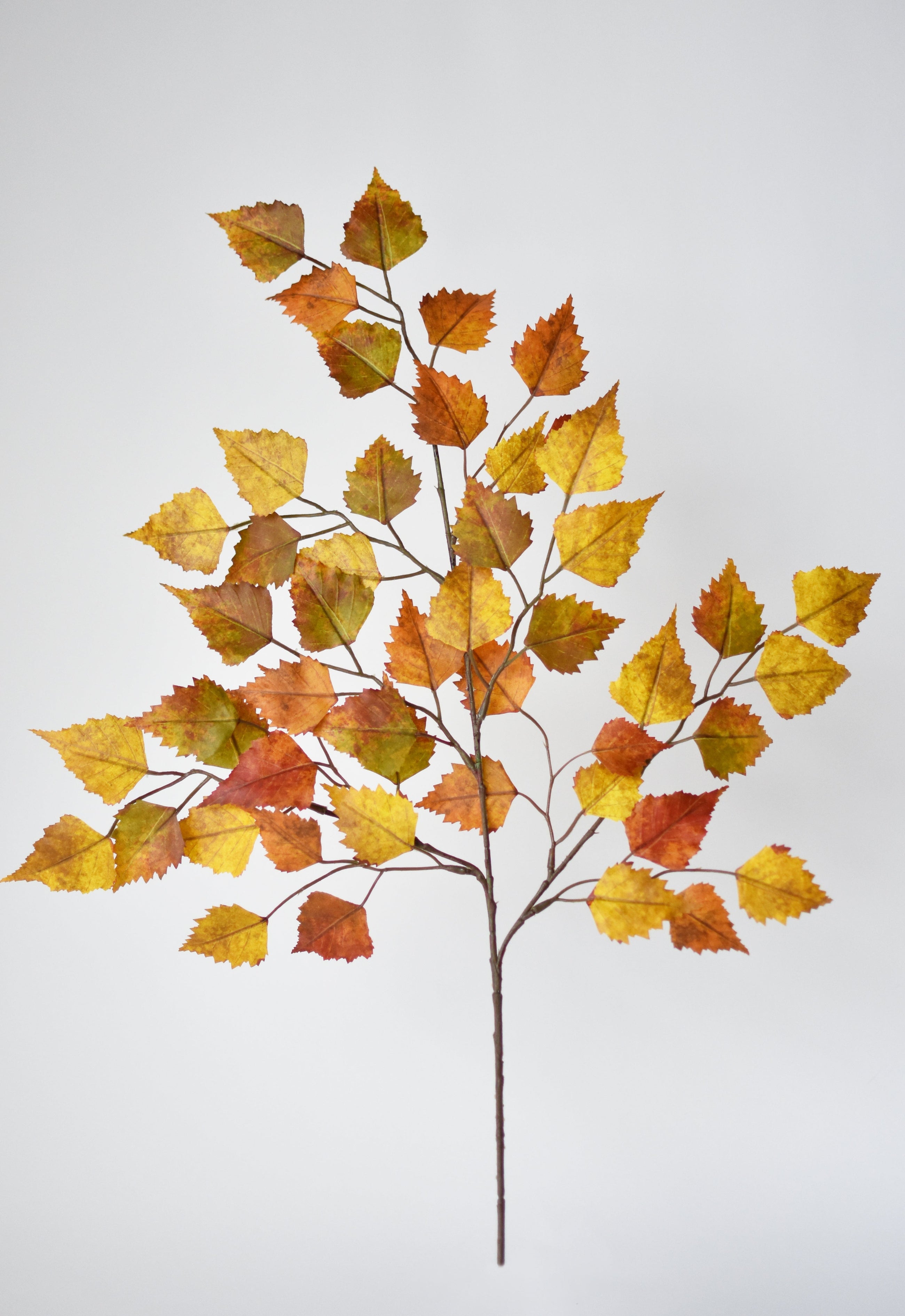 26" Artificial Birch Leaf Stem Orange / Mustard / Yellow
