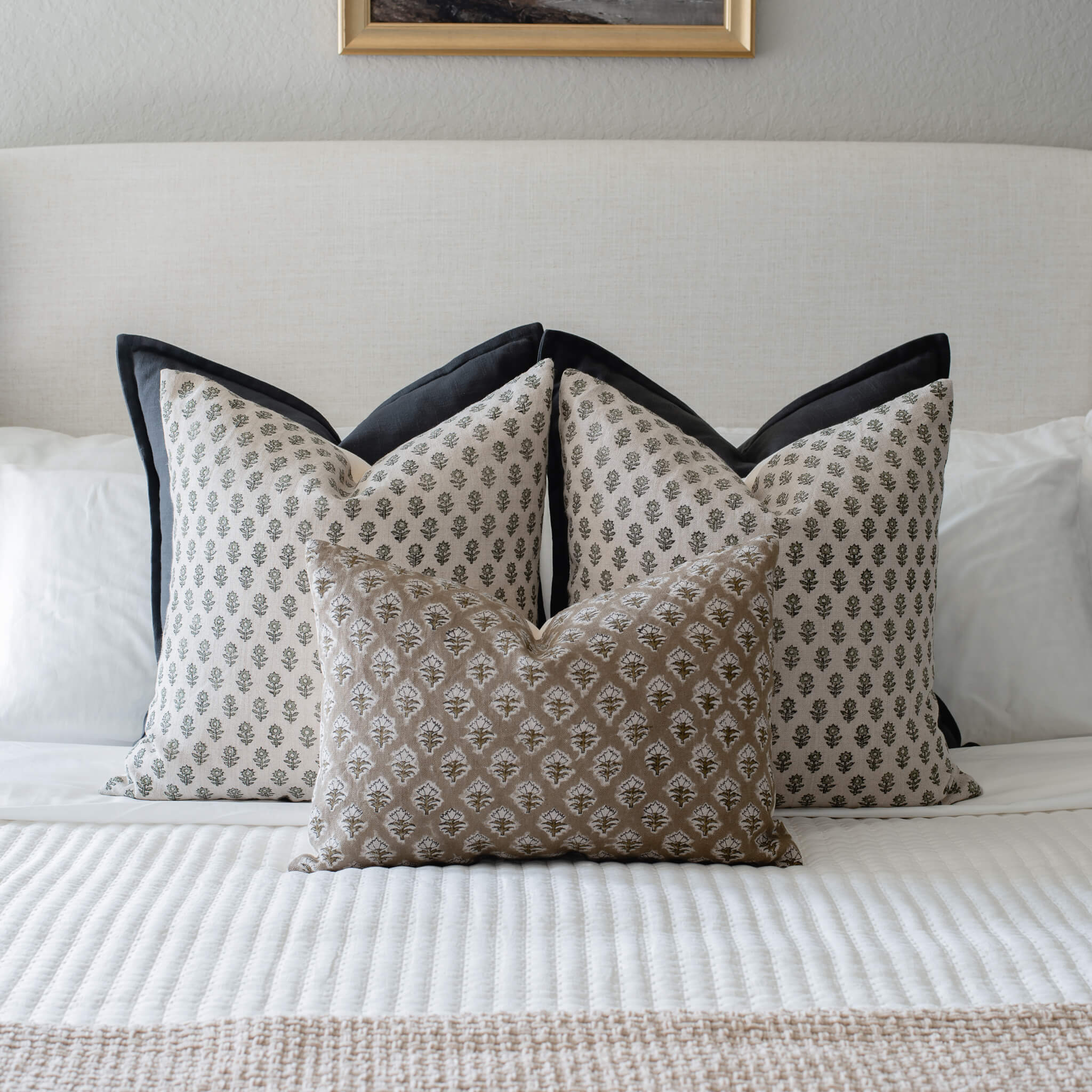 Mori Block Printed Pillow Cover | Sage Green