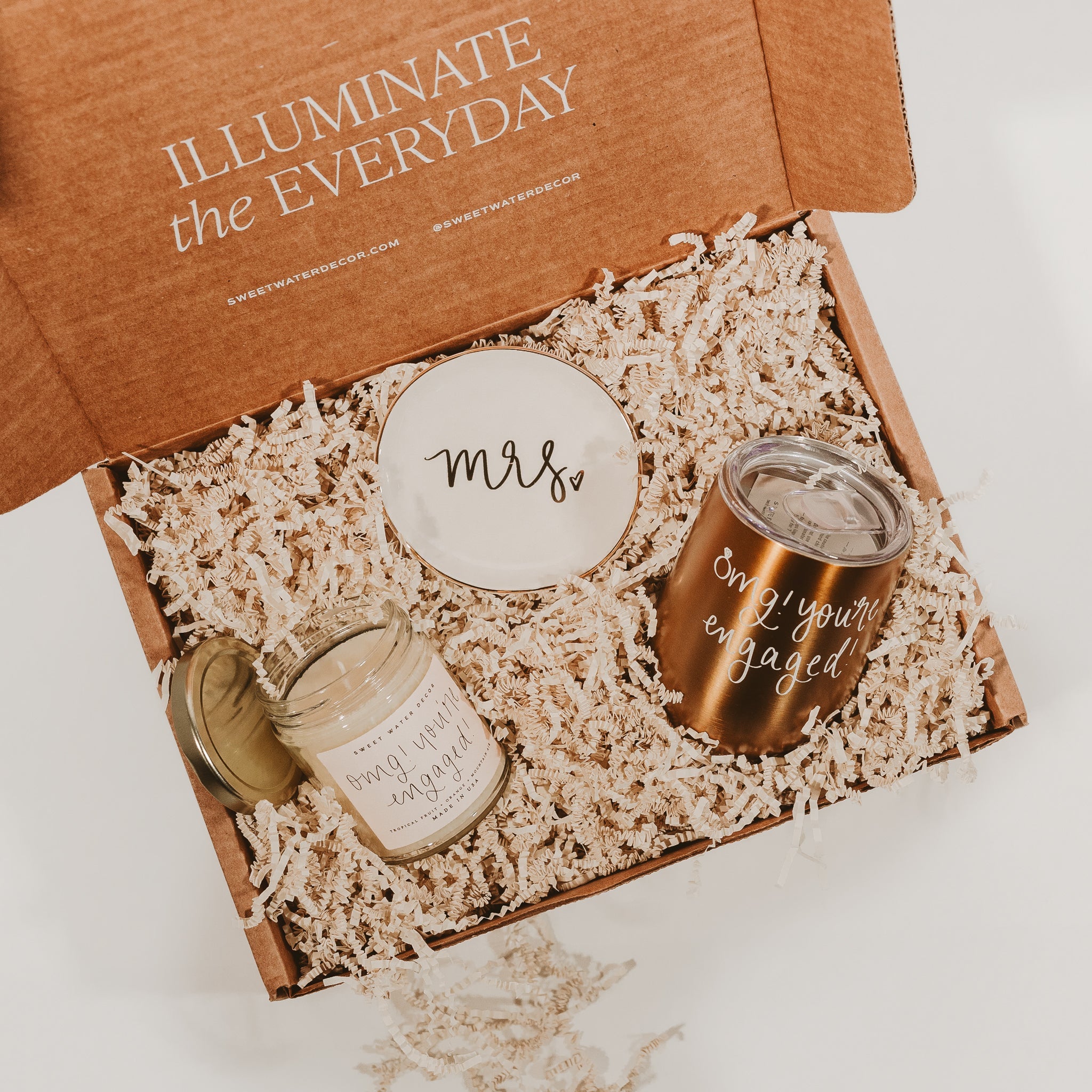 Bridal shower gift box with chic gold foil details