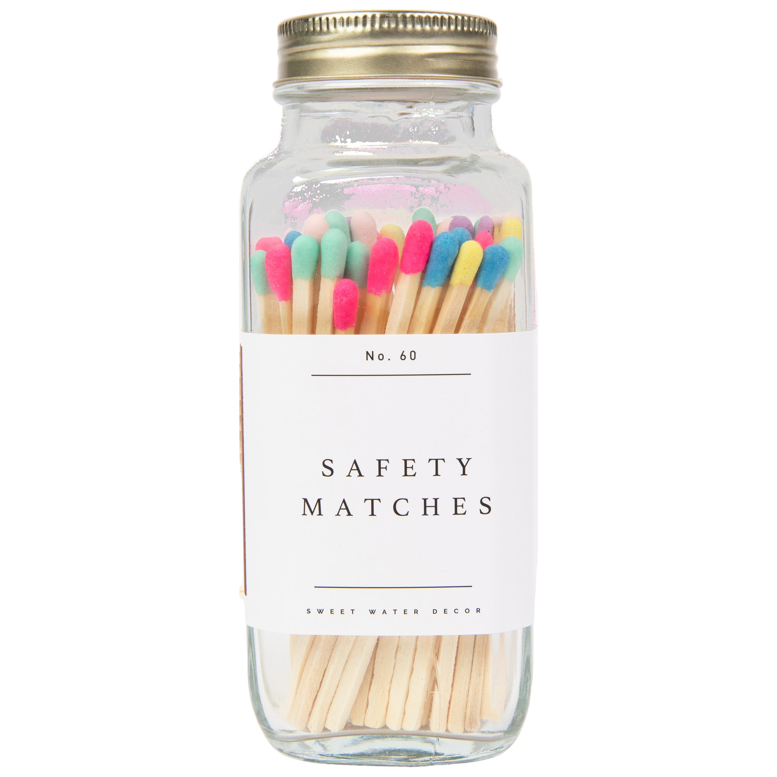 Multicolor rainbow safety matches in glass jar