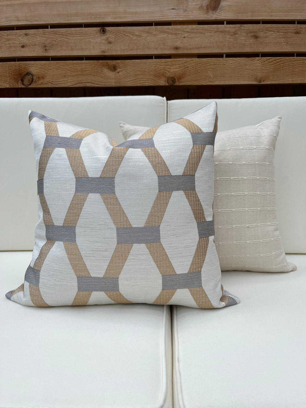 Algarve Gold and Silver Embroidered Hexagon Pillow Cover – view 3