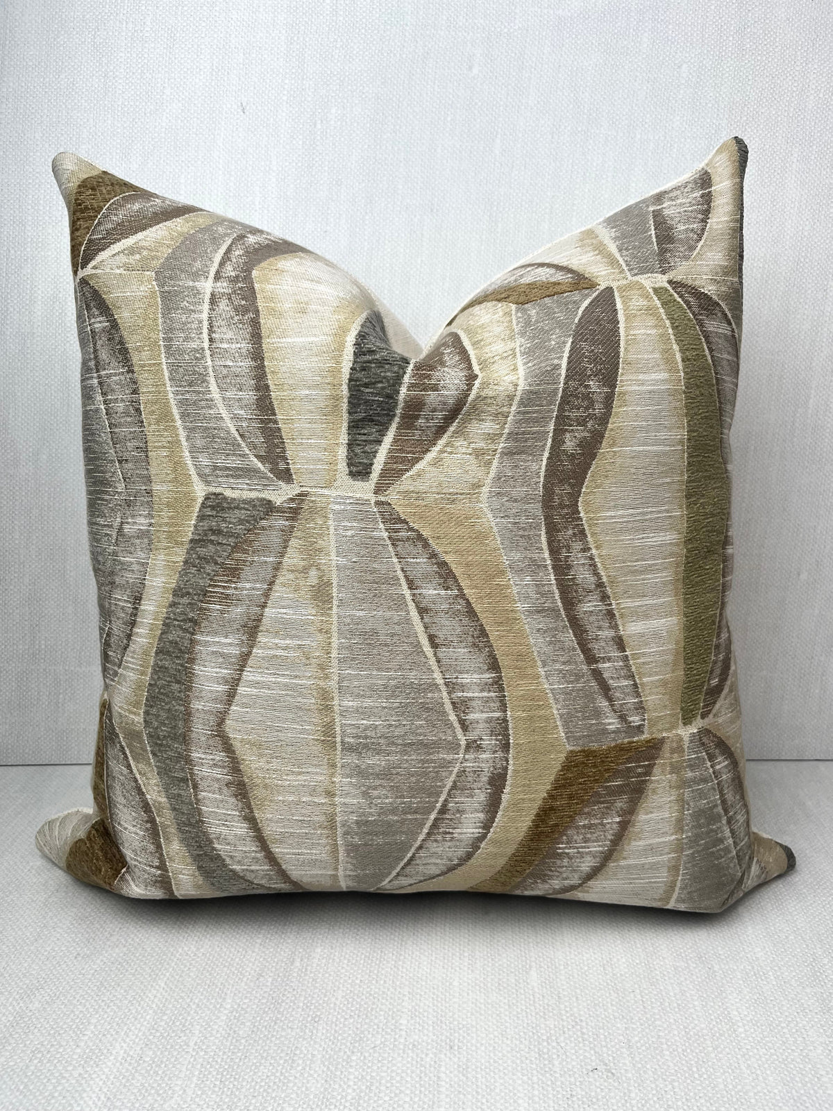 Merritt grey and taupe geometric pillow cover, view 4