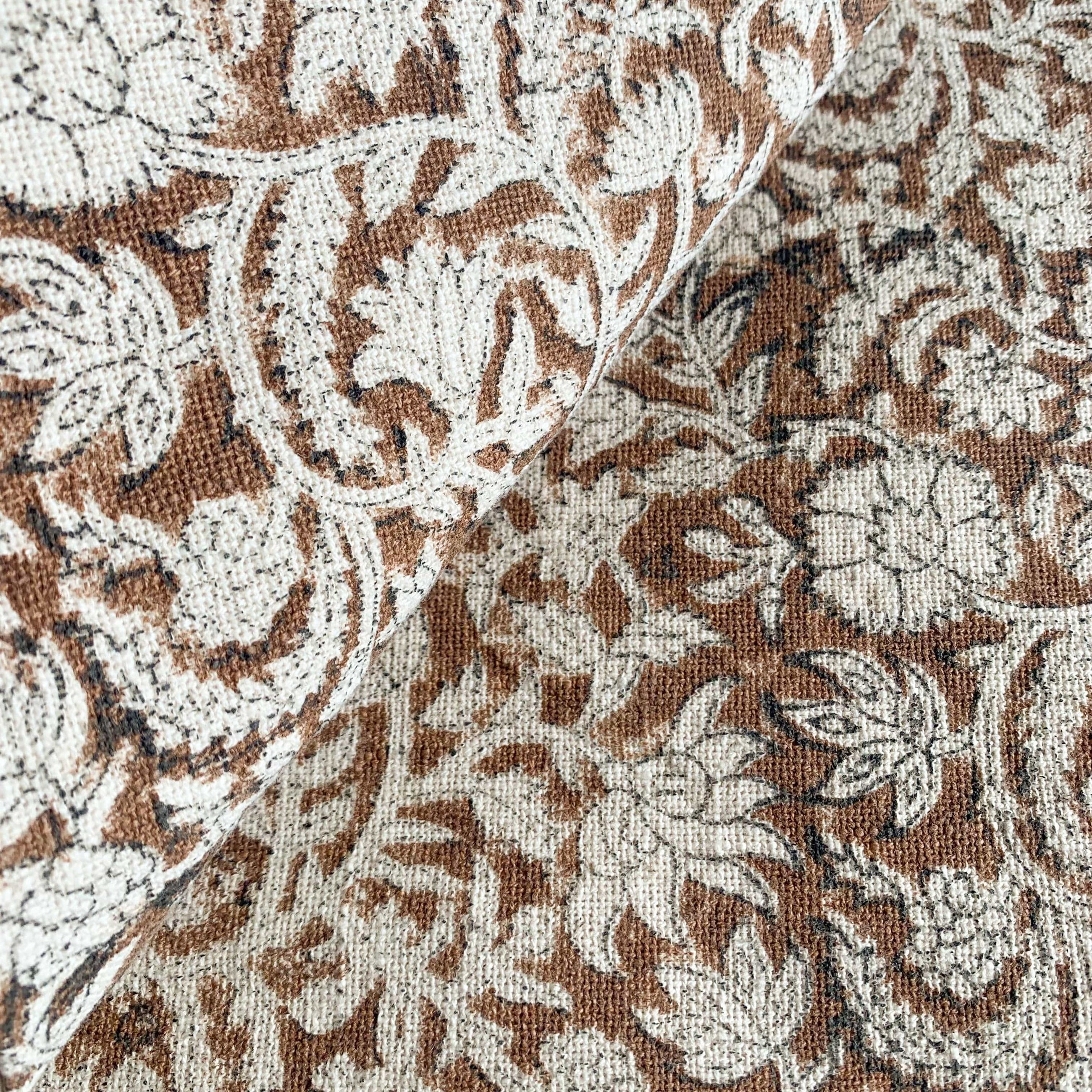 Nina Floral Block Printed Pillow Cover | Brown