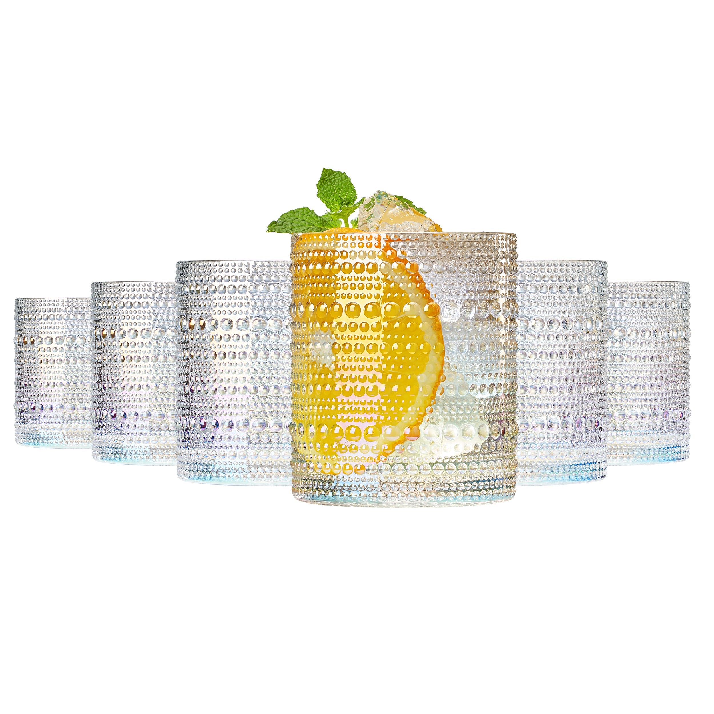 Classica Hobnail Lowball Glasses set of 6 on dining table