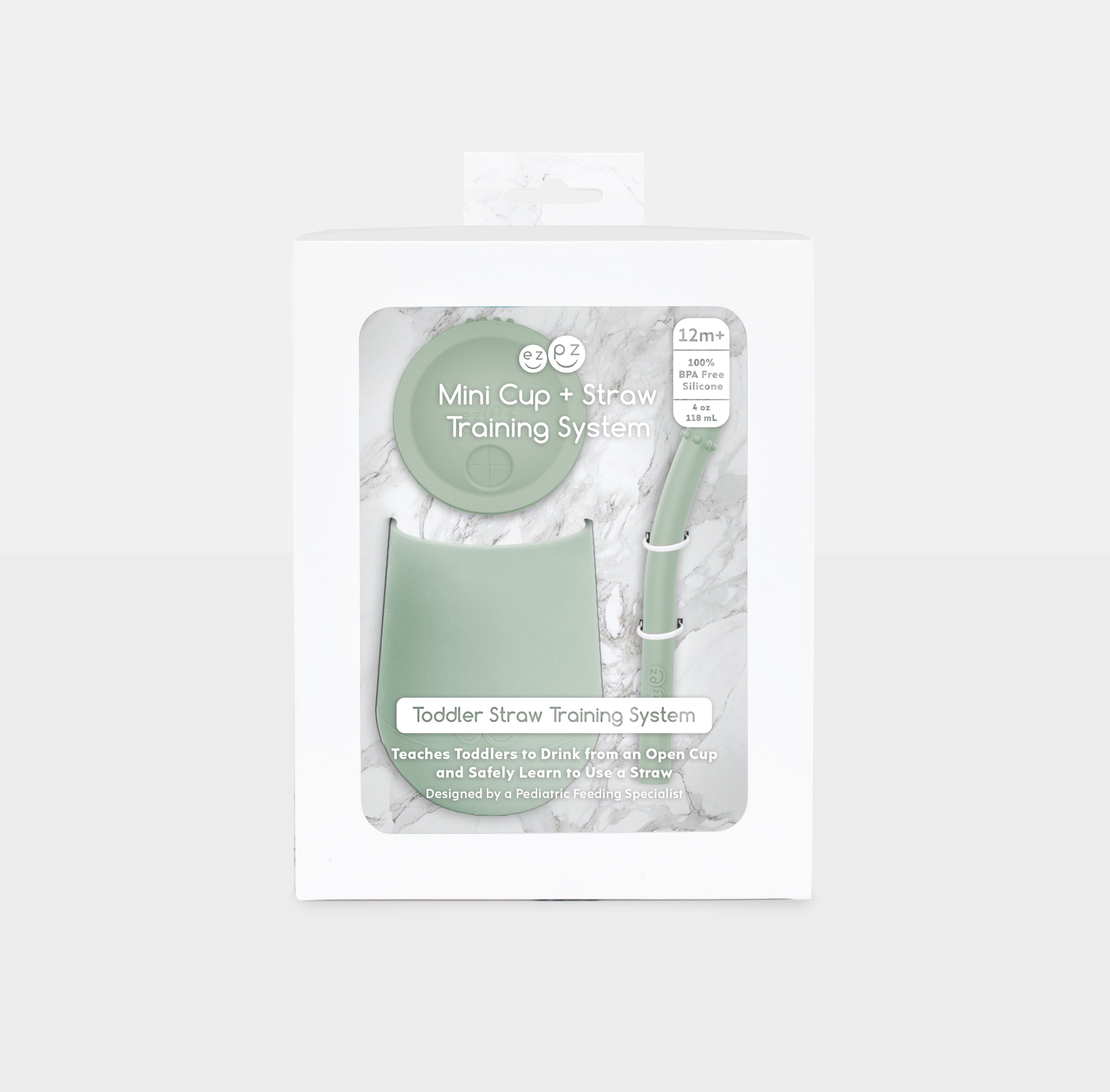 4oz training cup with silicone straw for self-feeding