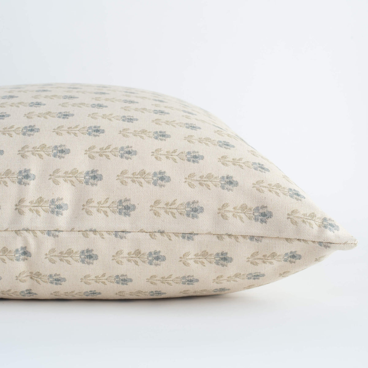 Stella light blue floral pillow cover close-up