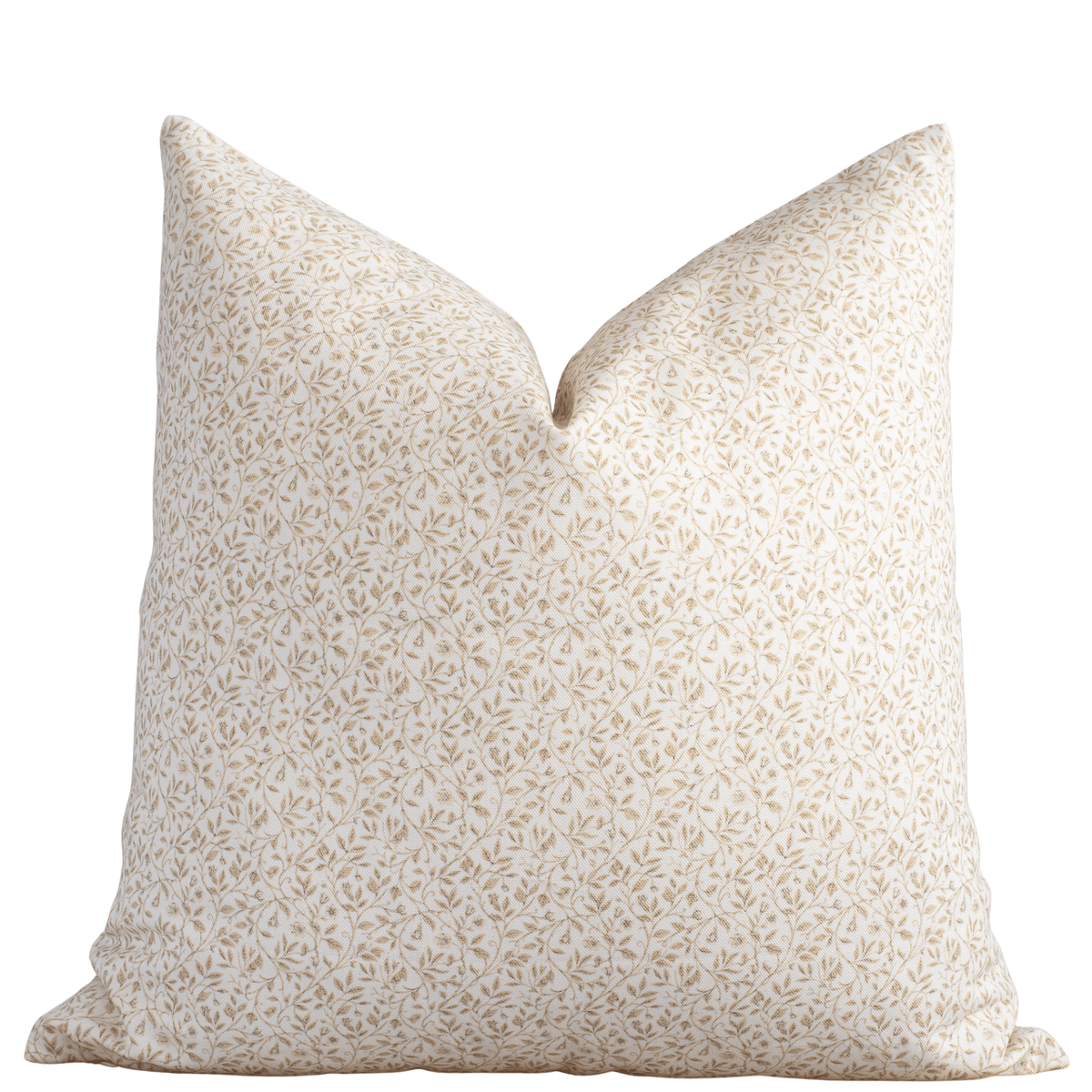 Mila neutral botanical pillow cover in tan on cream