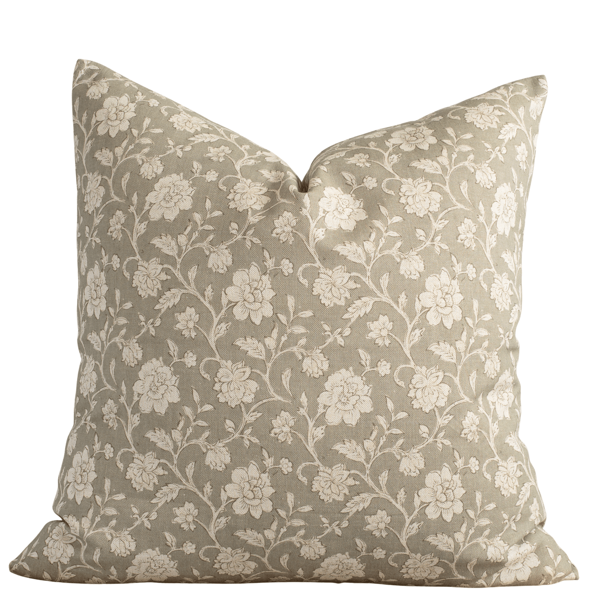 Esme sage green floral pillow cover with cream botanicals