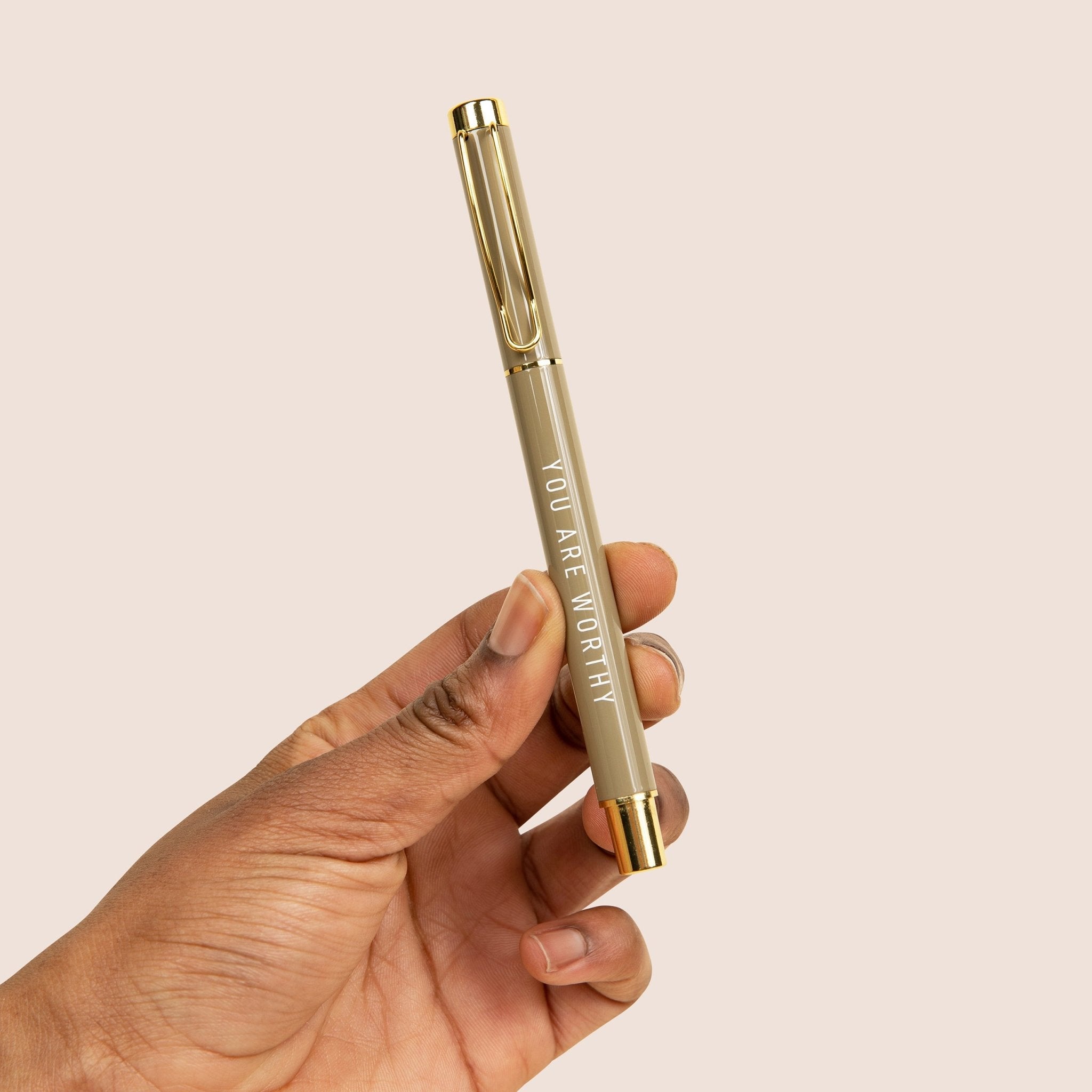 Set of 3 metal pens with gold accents packaged in clear box