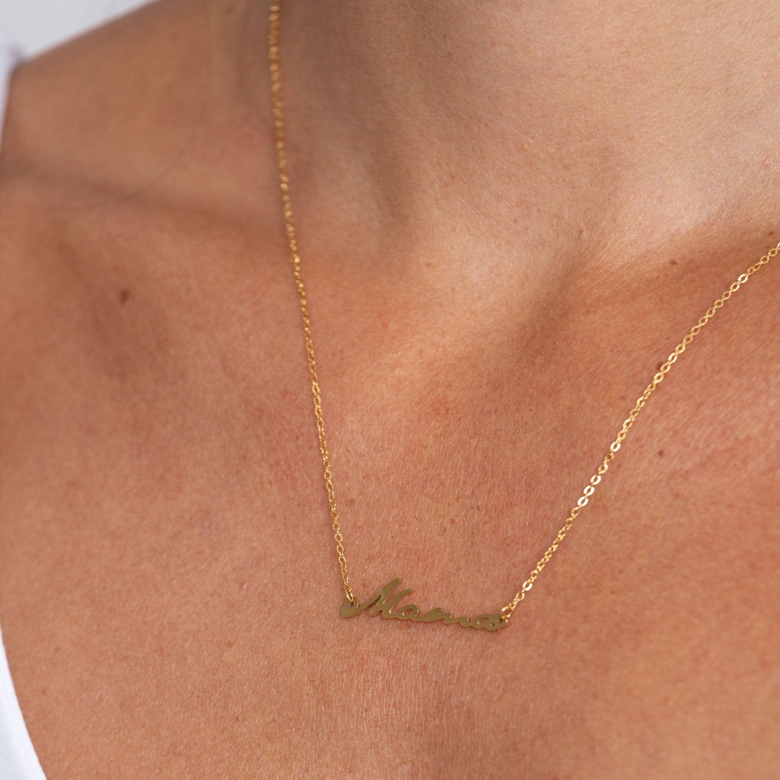 Sentimental Mama pendant necklace styled on model