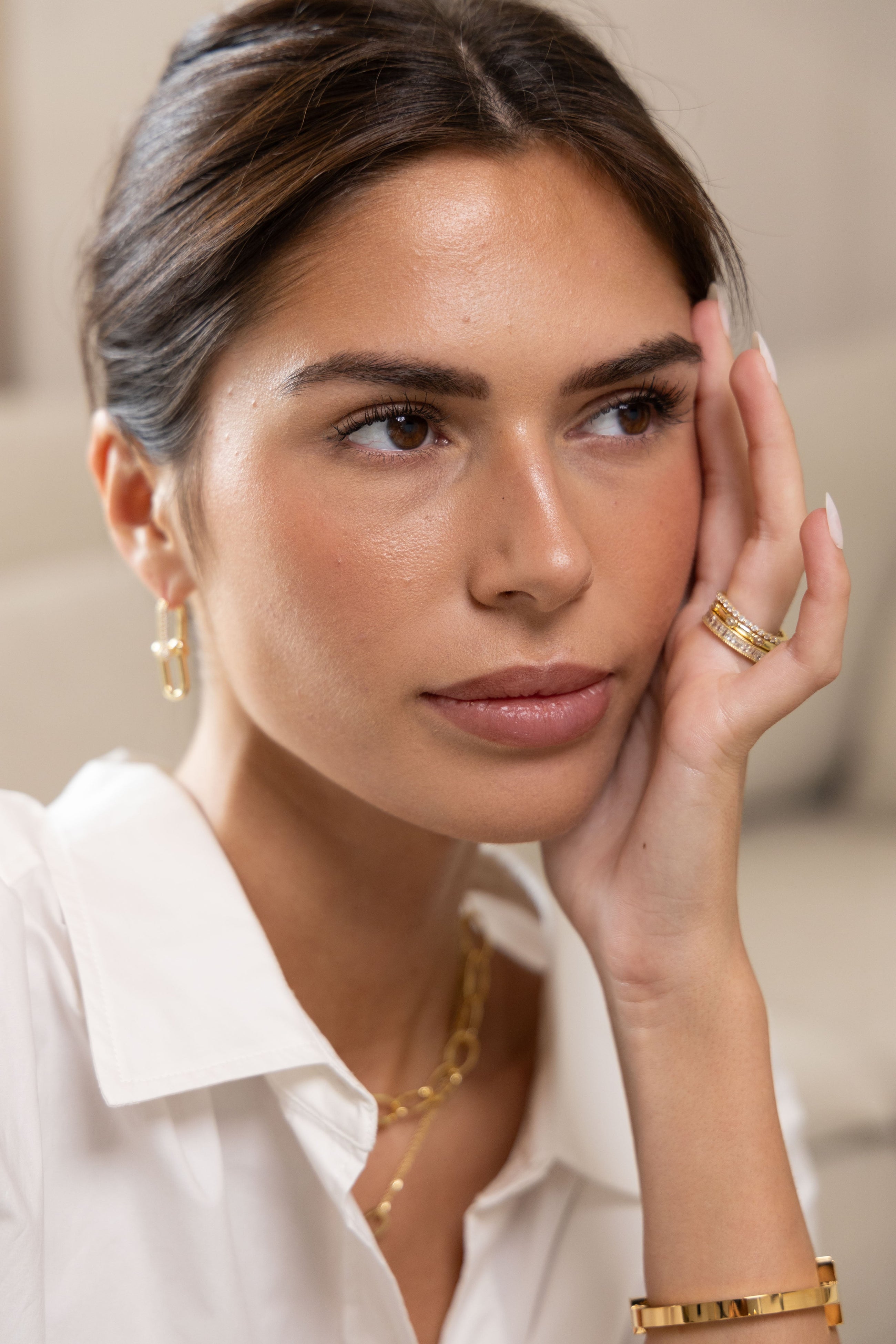 Three individual CZ rings from Ivy set displayed on white background