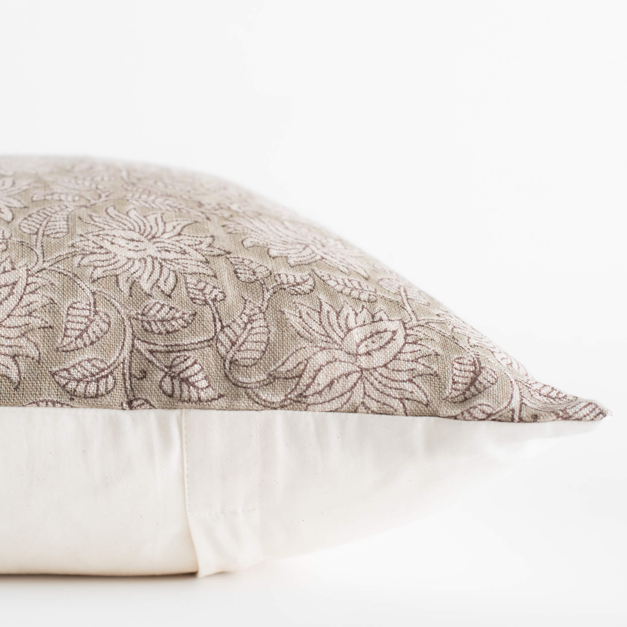 Niva Floral Block Printed Pillow Cover | Sage Green