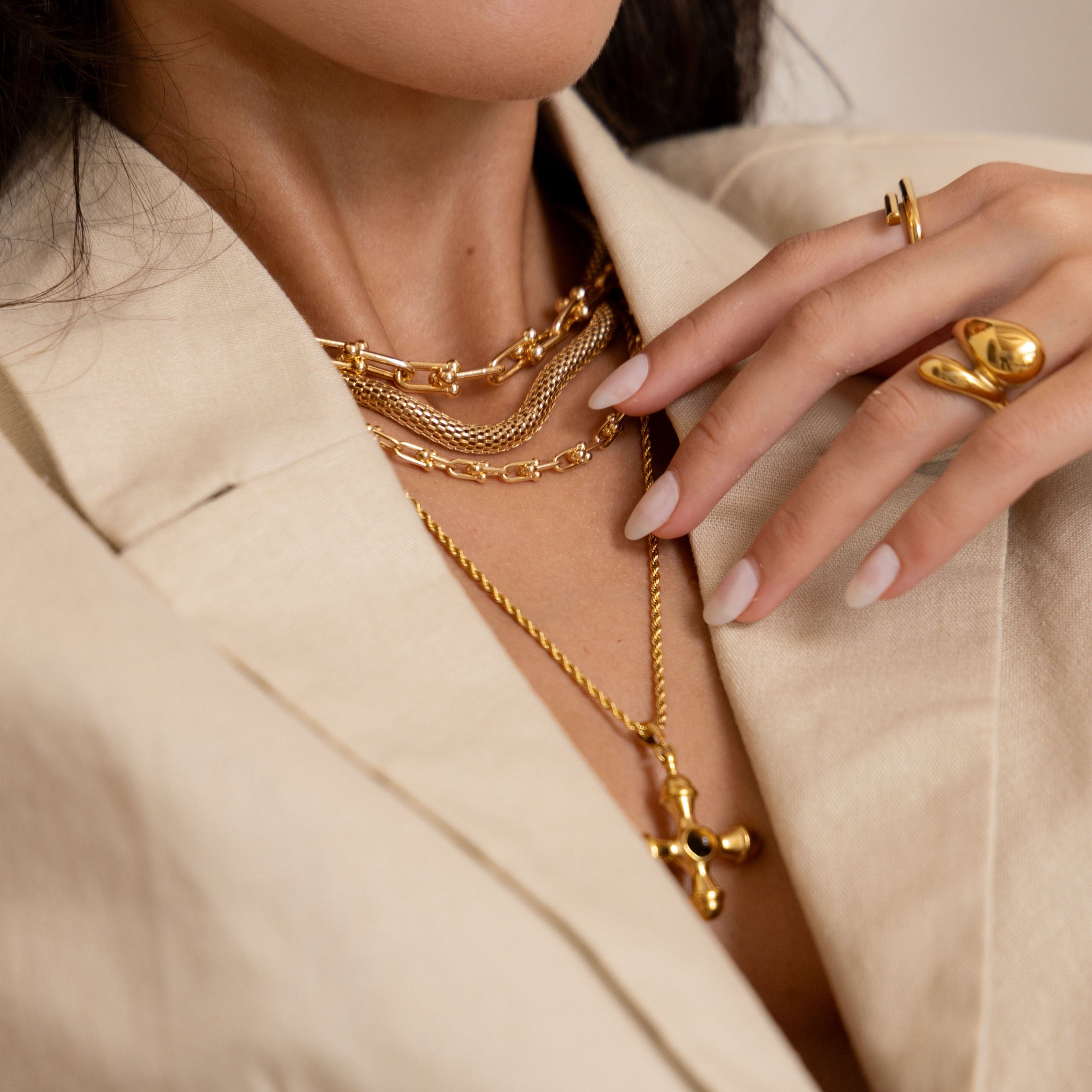 Minimalist gold choker necklace with extender chain