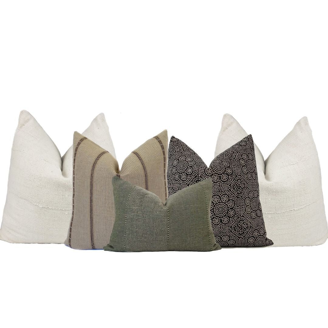Monterey Pillow Set | 5 Covers | Mudcloth, Luca Noir & Verona