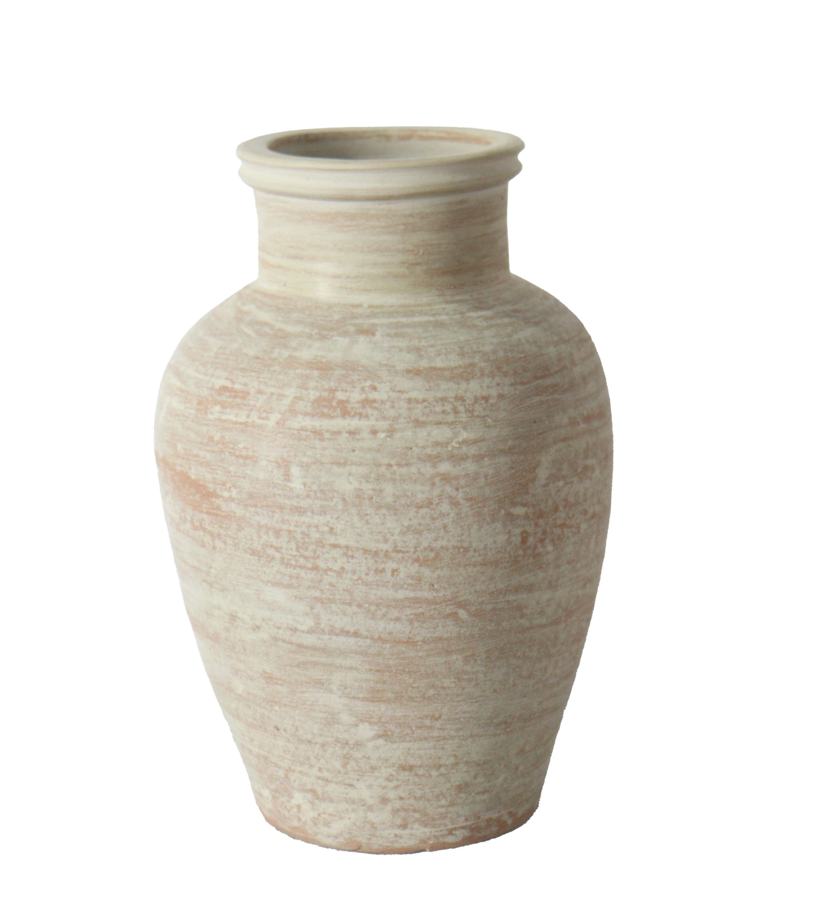 Rustic hand-painted terracotta vase for flowers