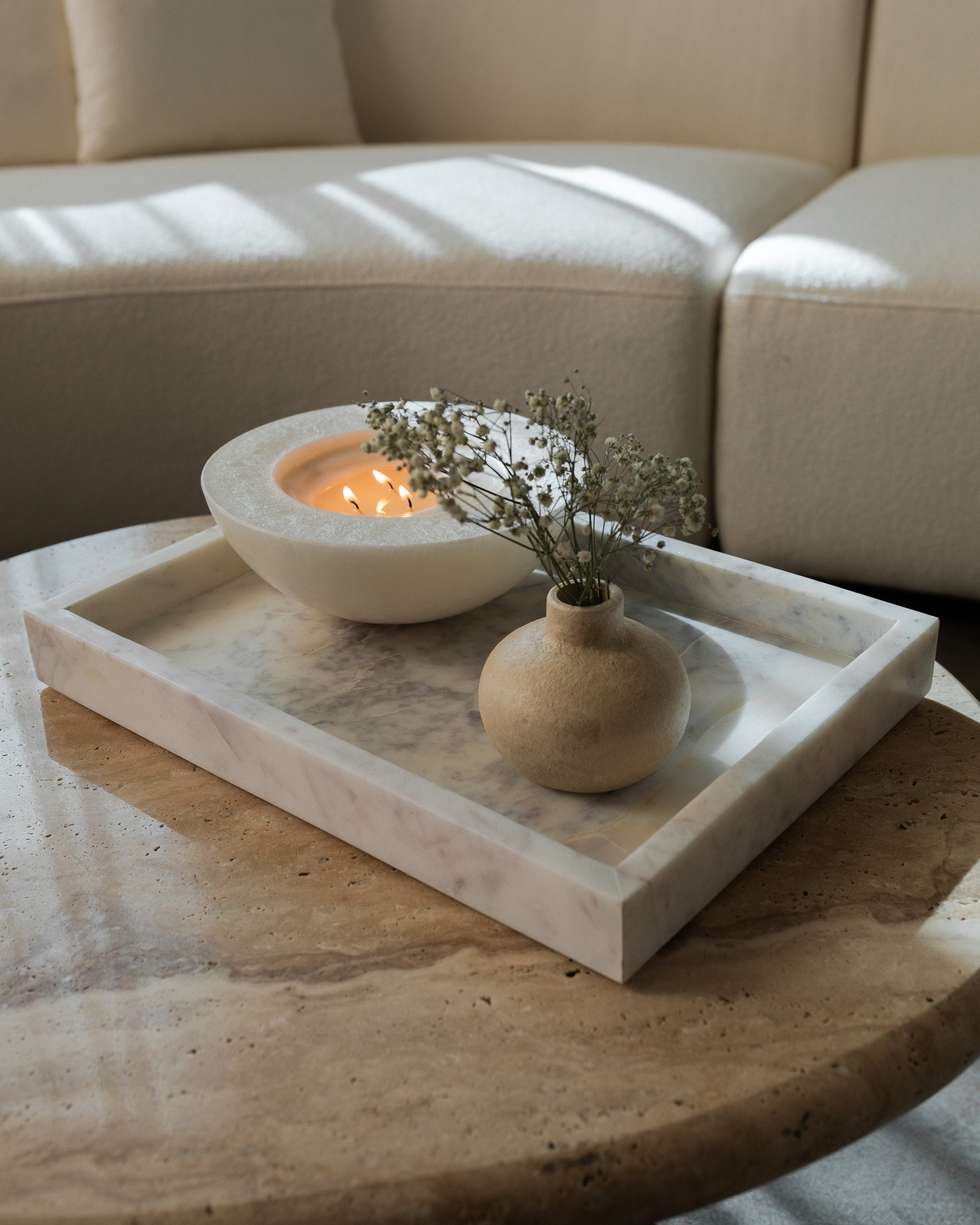 10x14 inch marble serving tray with natural veining and texture