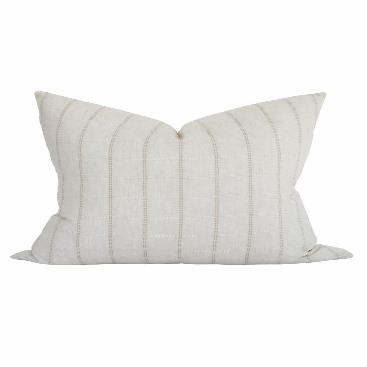 Benson tan and cream dash stripe pillow cover, view 2