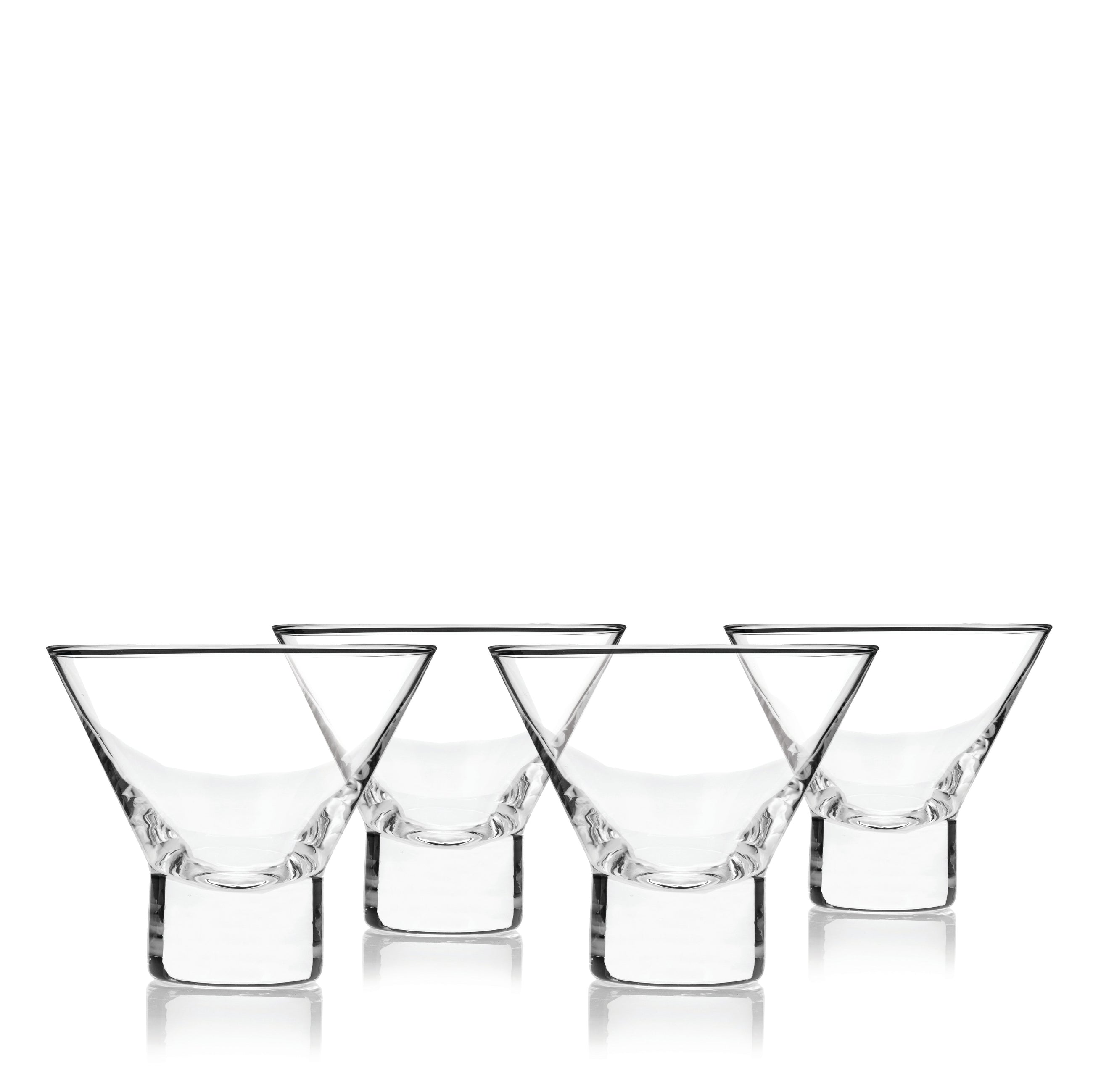 Sleek stemless martini glass showing clean lines and clarity