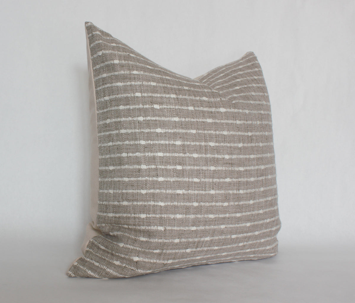Perin neutral textured stripe pillow cover, view 5