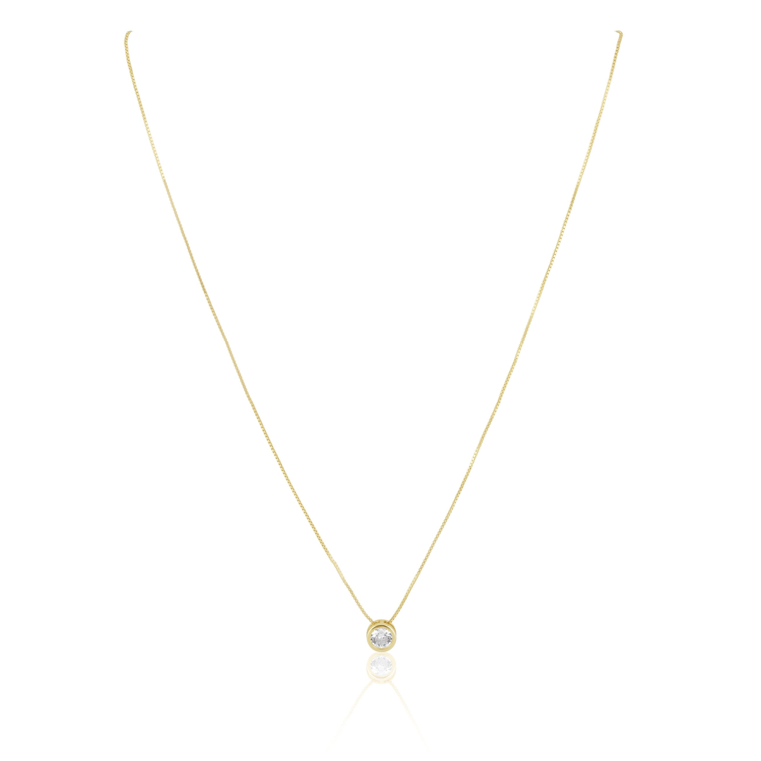 Close-up of 4mm cubic zirconia pendant necklace