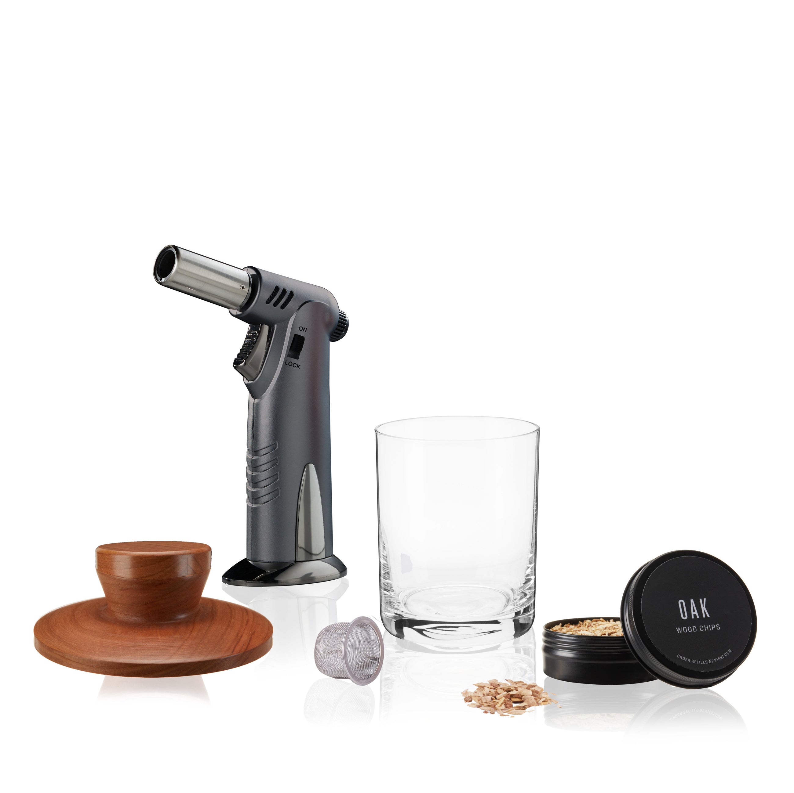 Alchemi smoked cocktail kit with glass, smoker, and torch