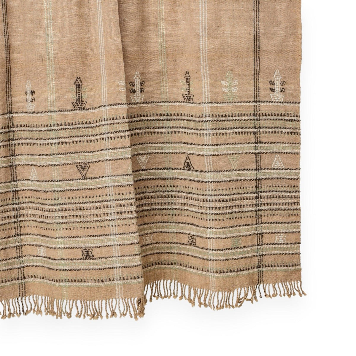 Ruby tan handwoven Indian wool throw blanket – view 2