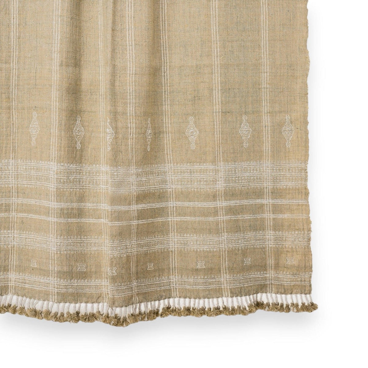 Jasper tan beige handwoven Indian wool throw blanket – view 2