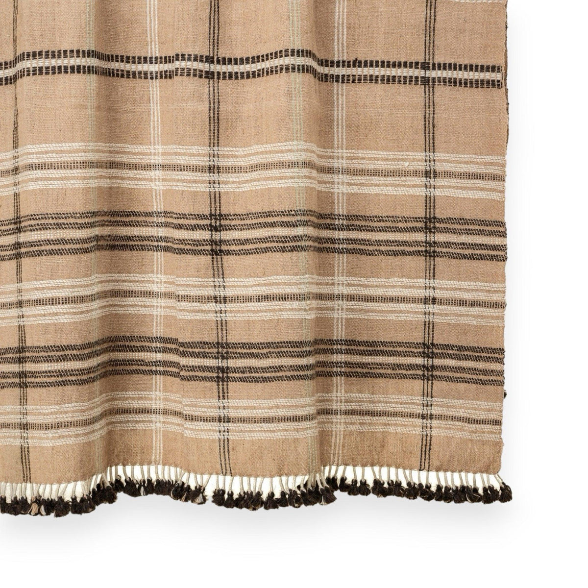 Aruni camel striped handwoven Indian wool throw blanket – view 3