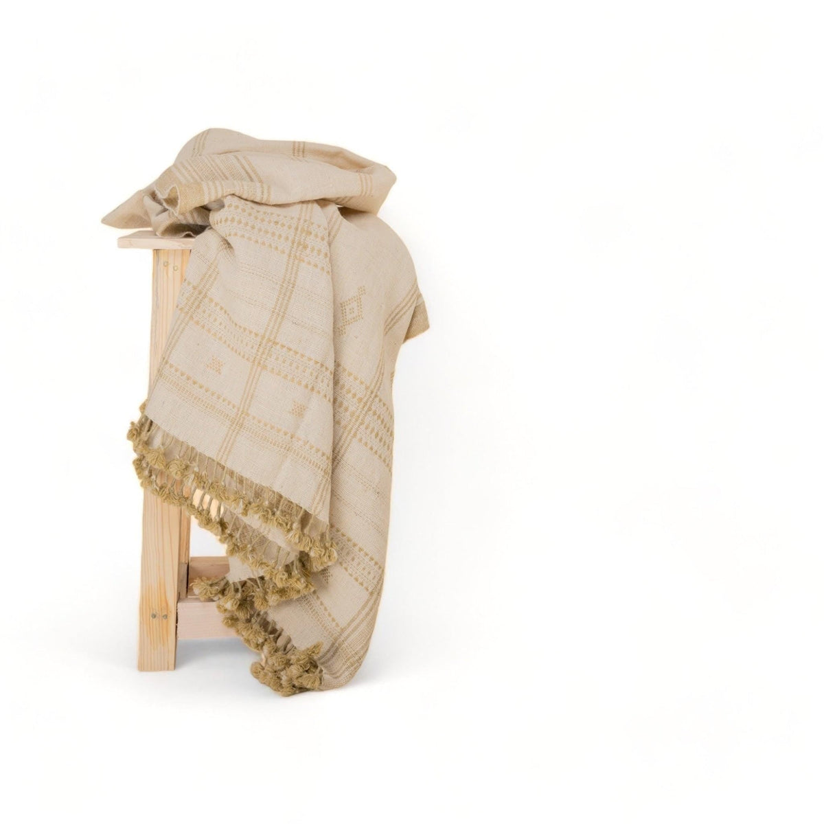 Heera off white handwoven Indian wool throw blanket – view 8
