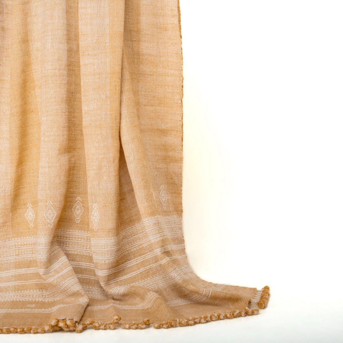 Amber orange tan handwoven Indian wool throw blanket – view 11