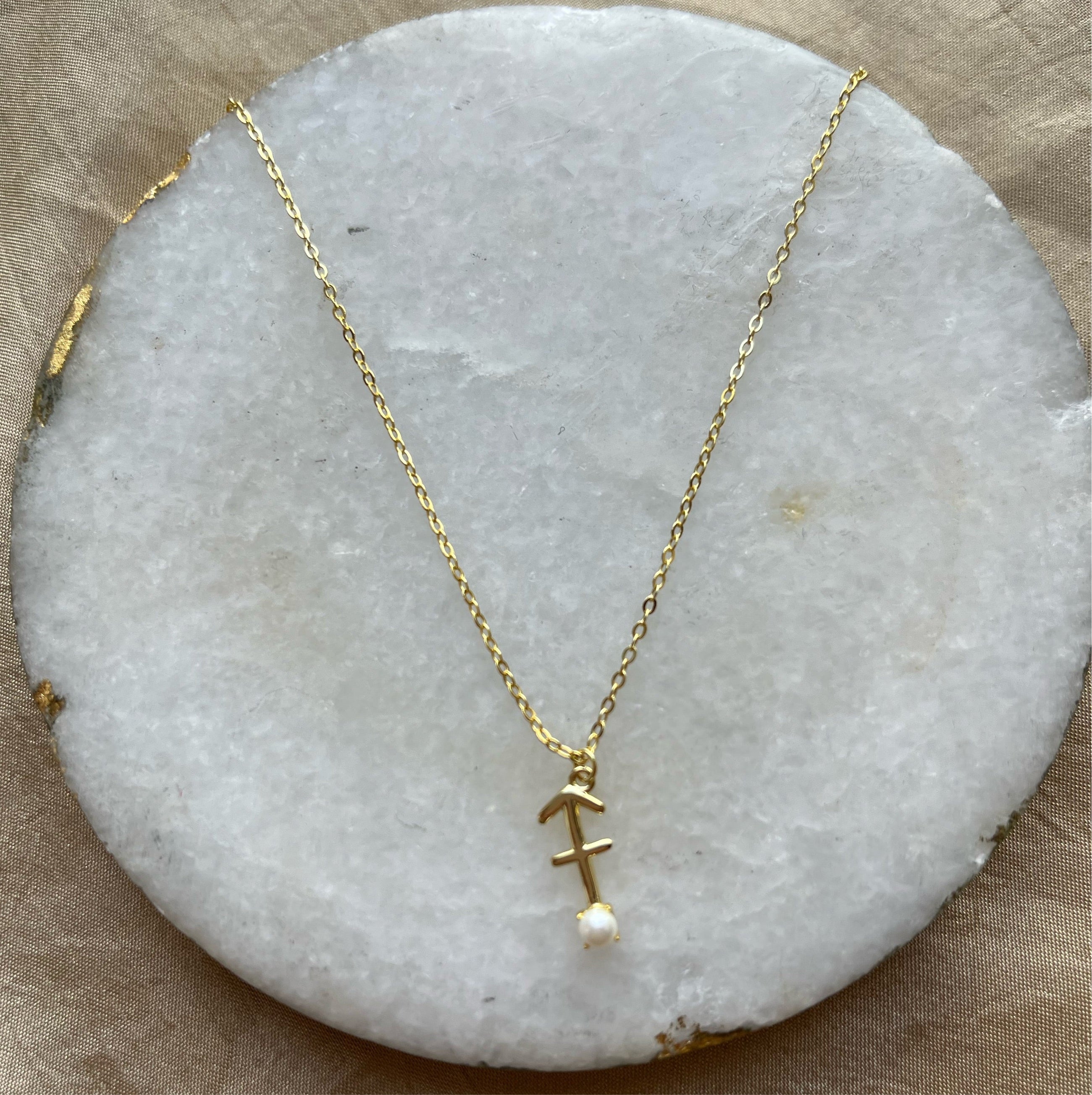 Elegant everyday zodiac necklace with pearl charm