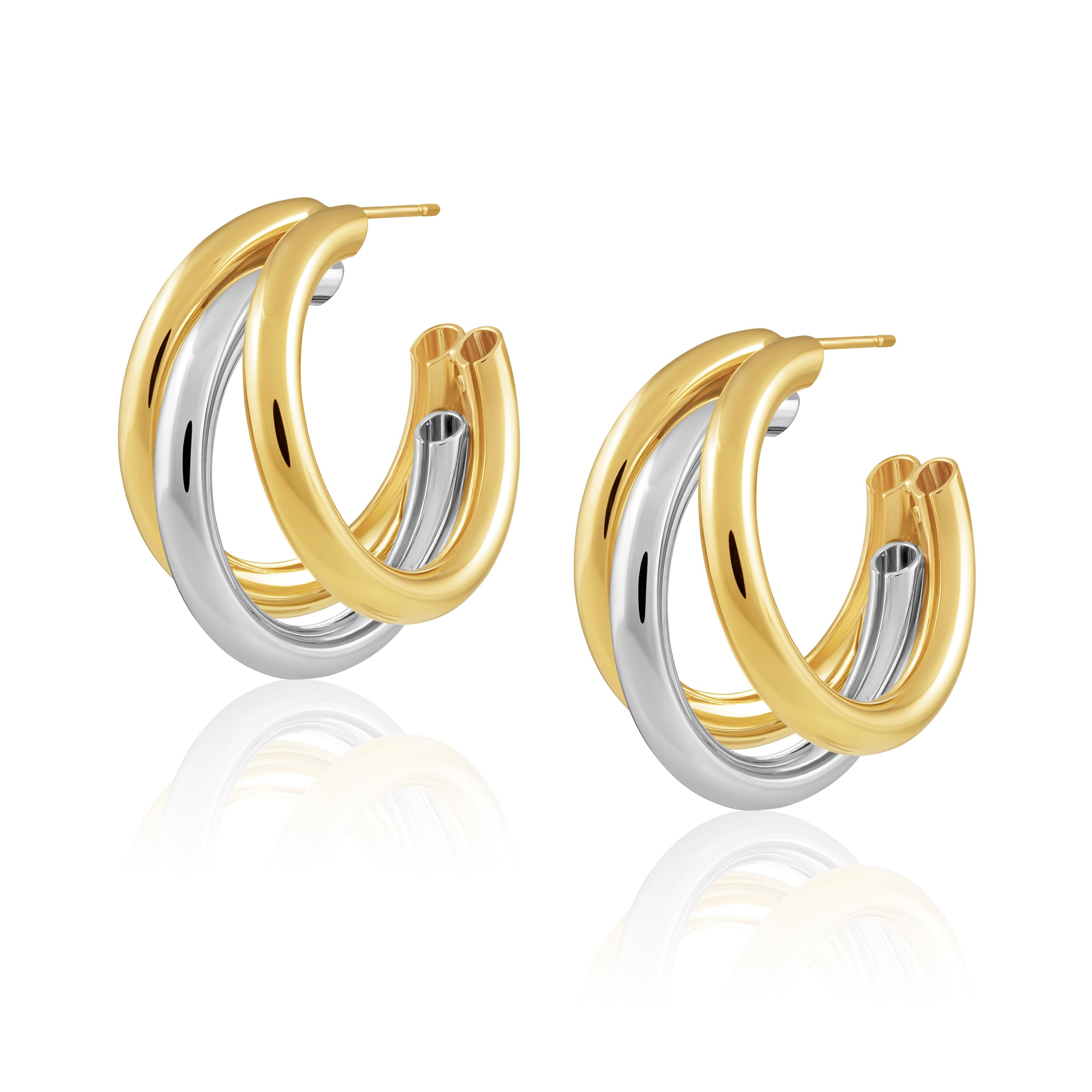 Lexi Tri Hoop Earrings with two-tone design