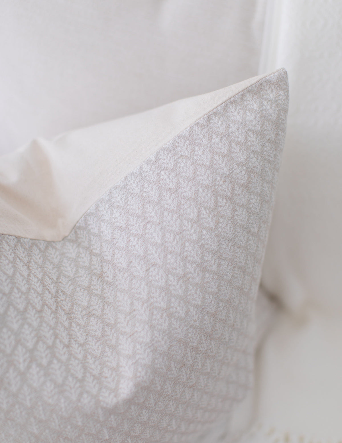Talisa ivory textured floral pillow cover, view 5