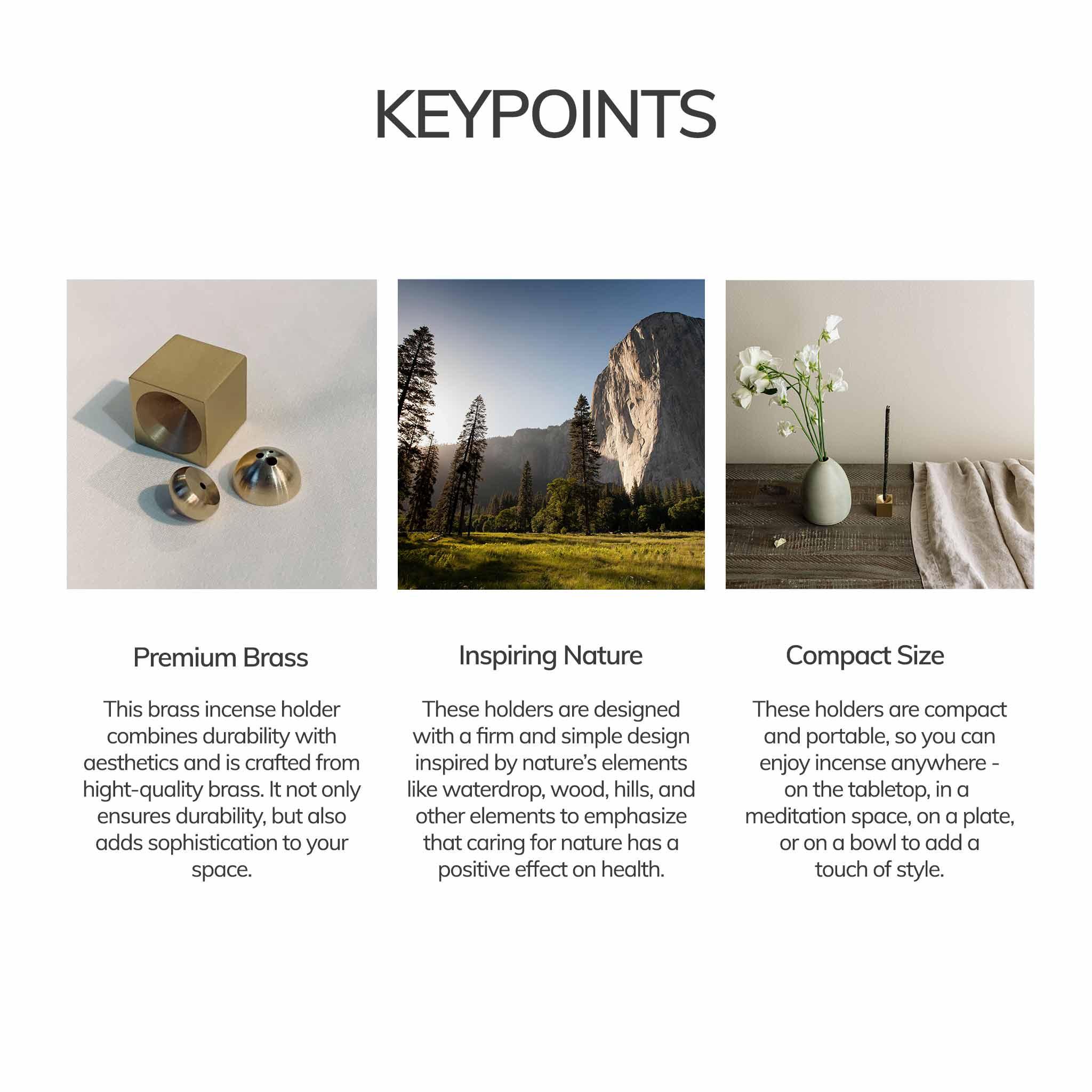 Handcrafted brass incense holder with residue catcher