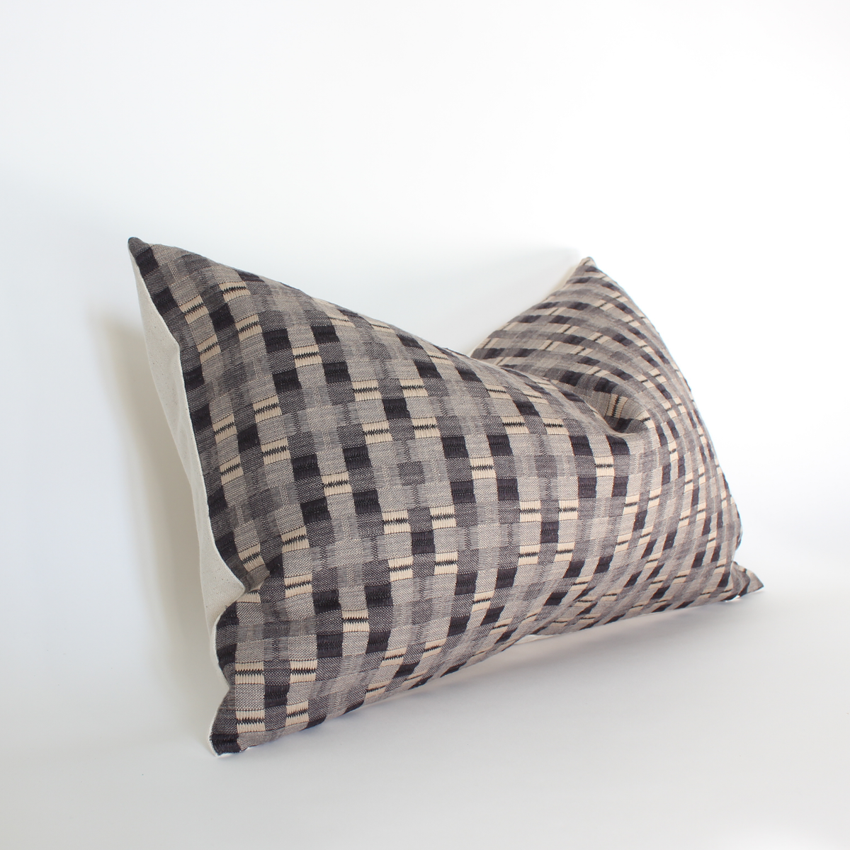 Paris brown and taupe plaid pillow cover, view 7