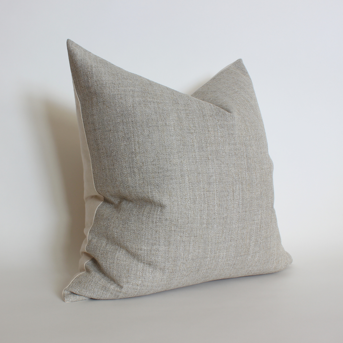 Pelham warm gray herringbone pillow cover, view 3