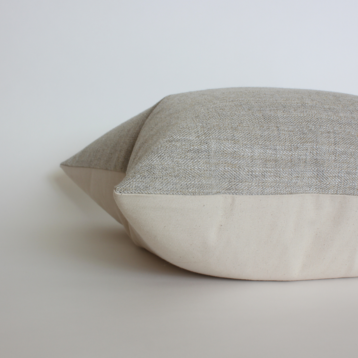 Pelham warm gray herringbone pillow cover, view 2