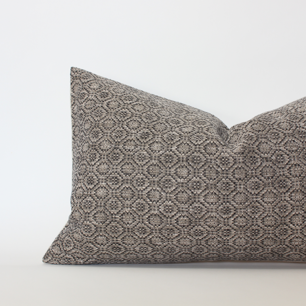 Nyla taupe and gray geometric pillow cover, view 7