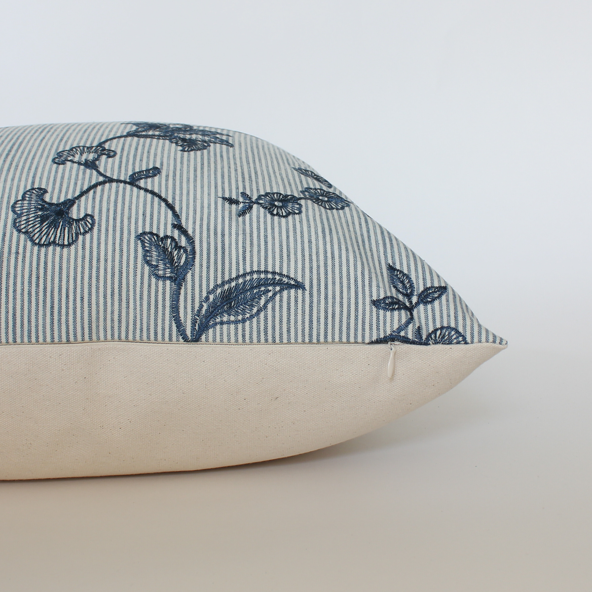 Veera blue and white floral pillow cover, view 8
