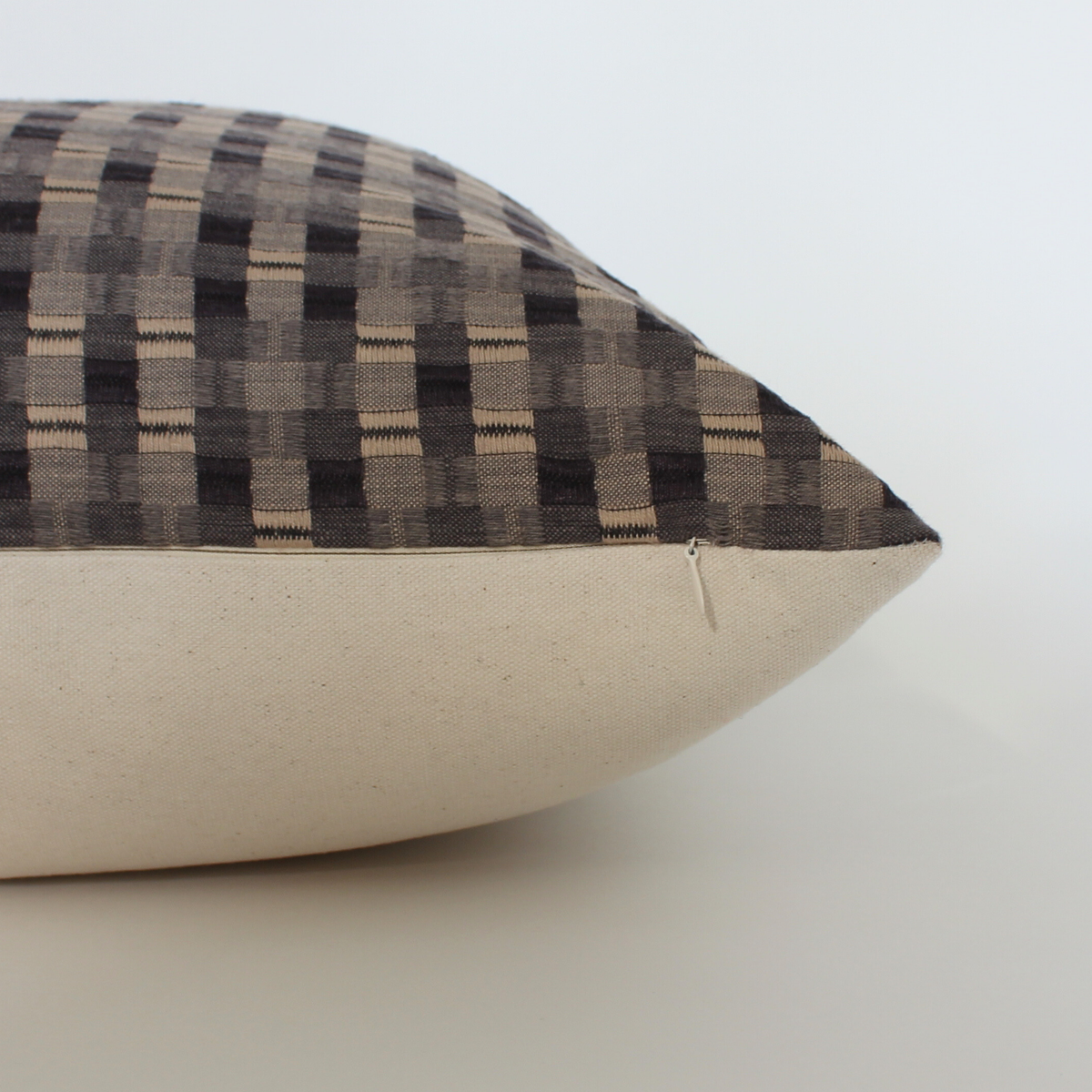 Paris brown and taupe plaid pillow cover, view 9