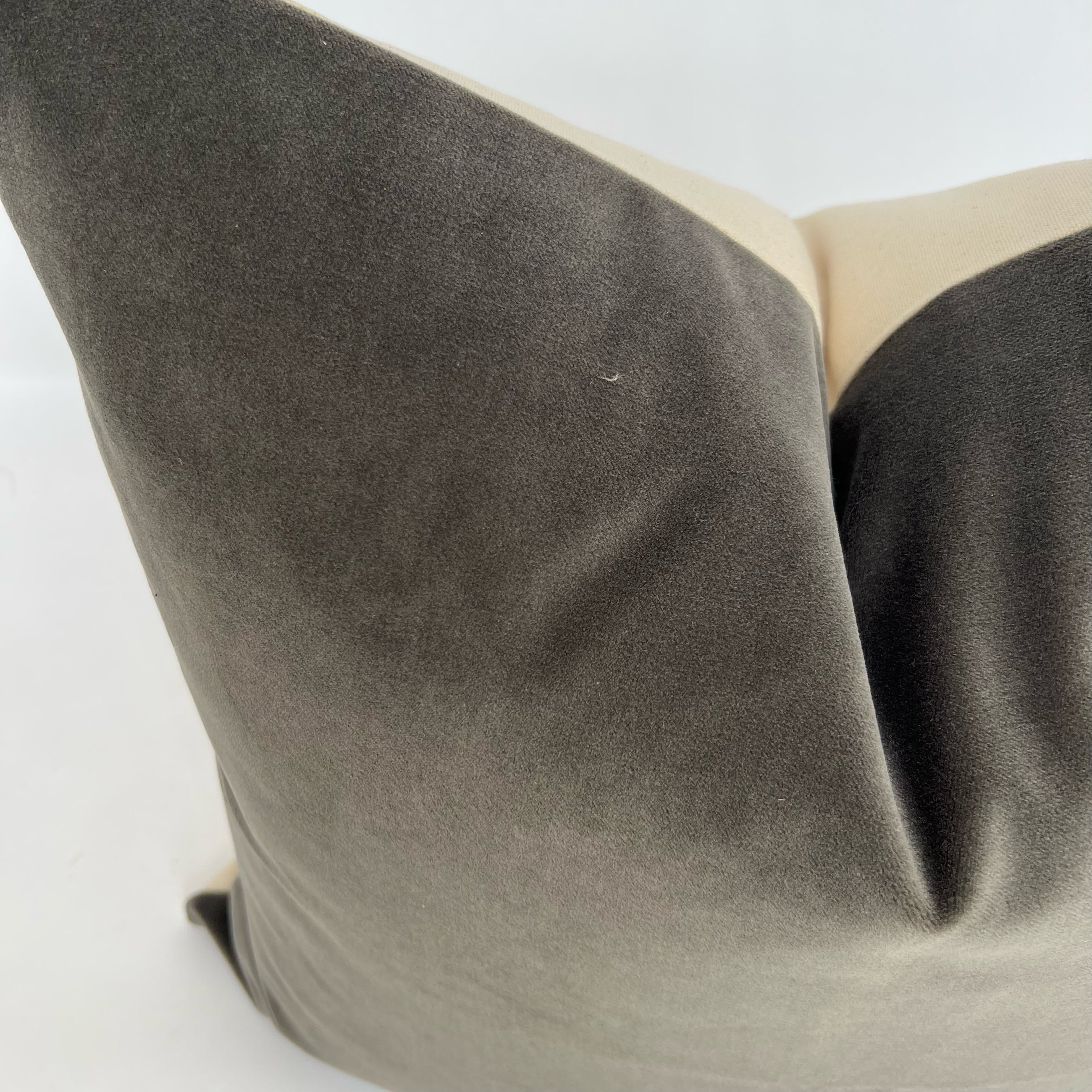 Dark Grey Velvet Pillow over-head view