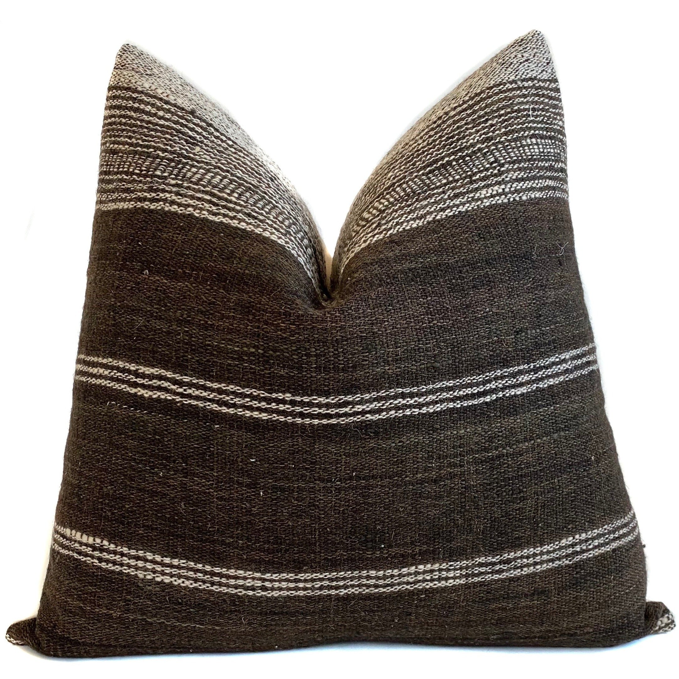 Indian Wool Pillow Cover | Brown and Cream | One Affirmation