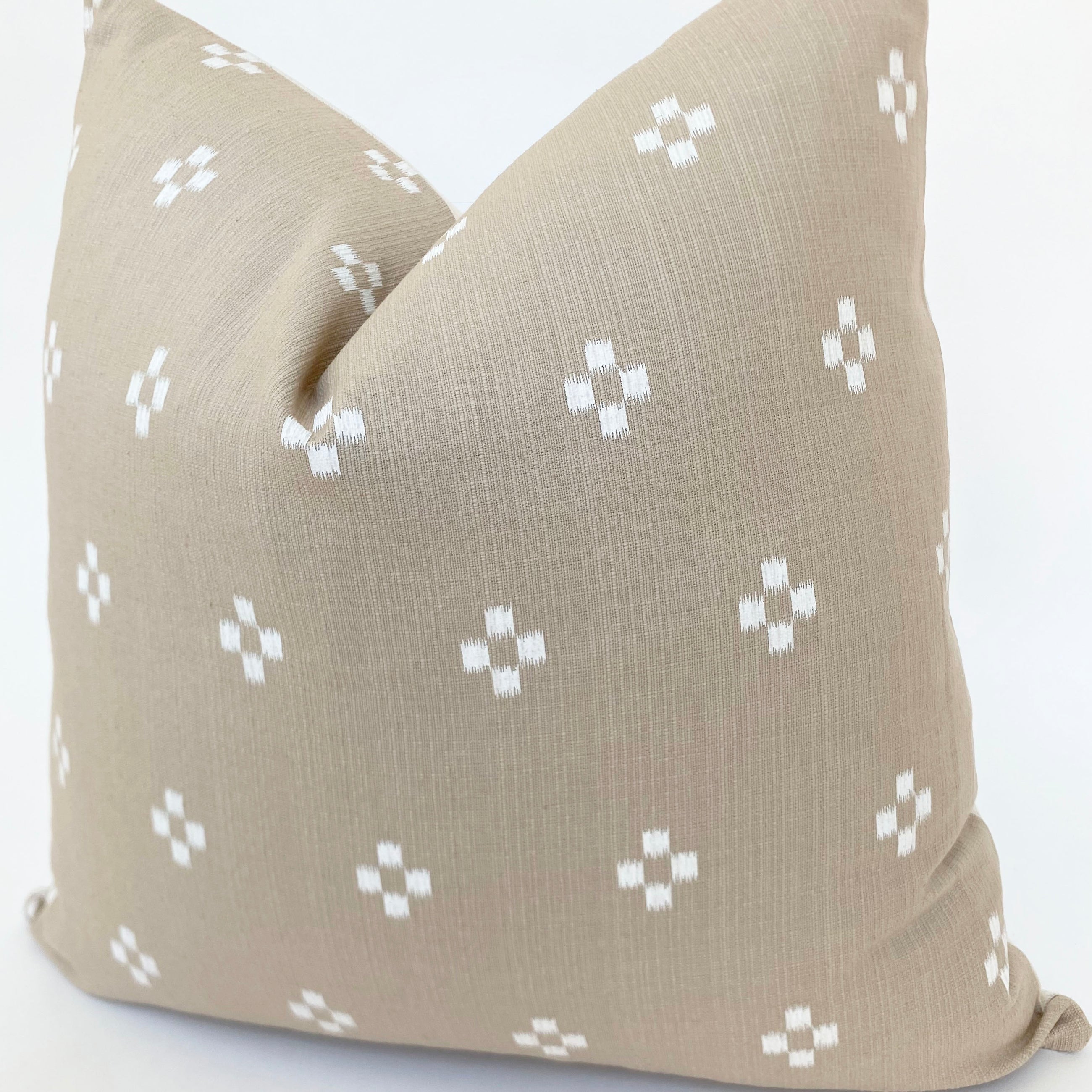 Chiang Mai Block Print Pillow Cover | Beige + White