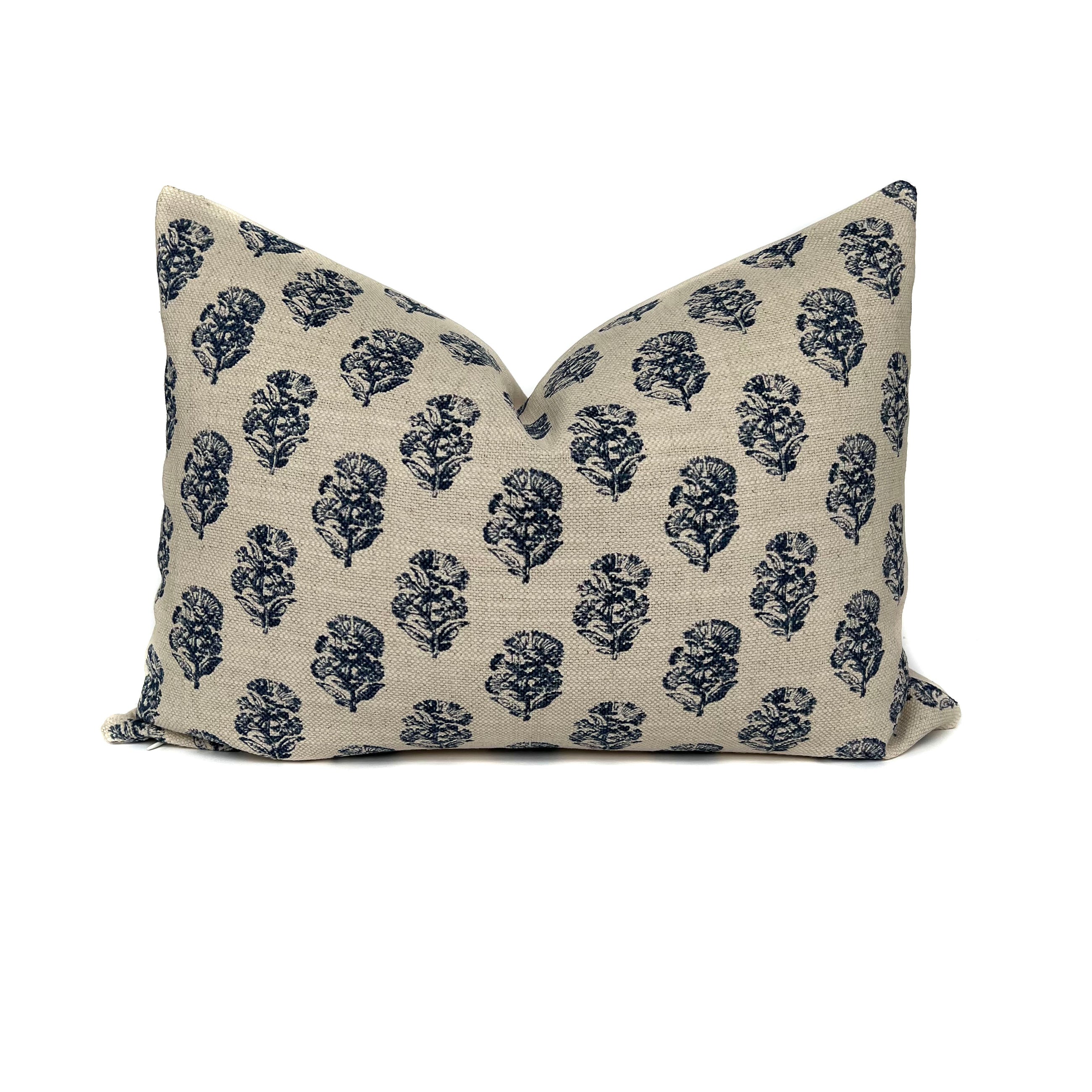 Indigo Floral Block Print Pillow Cover