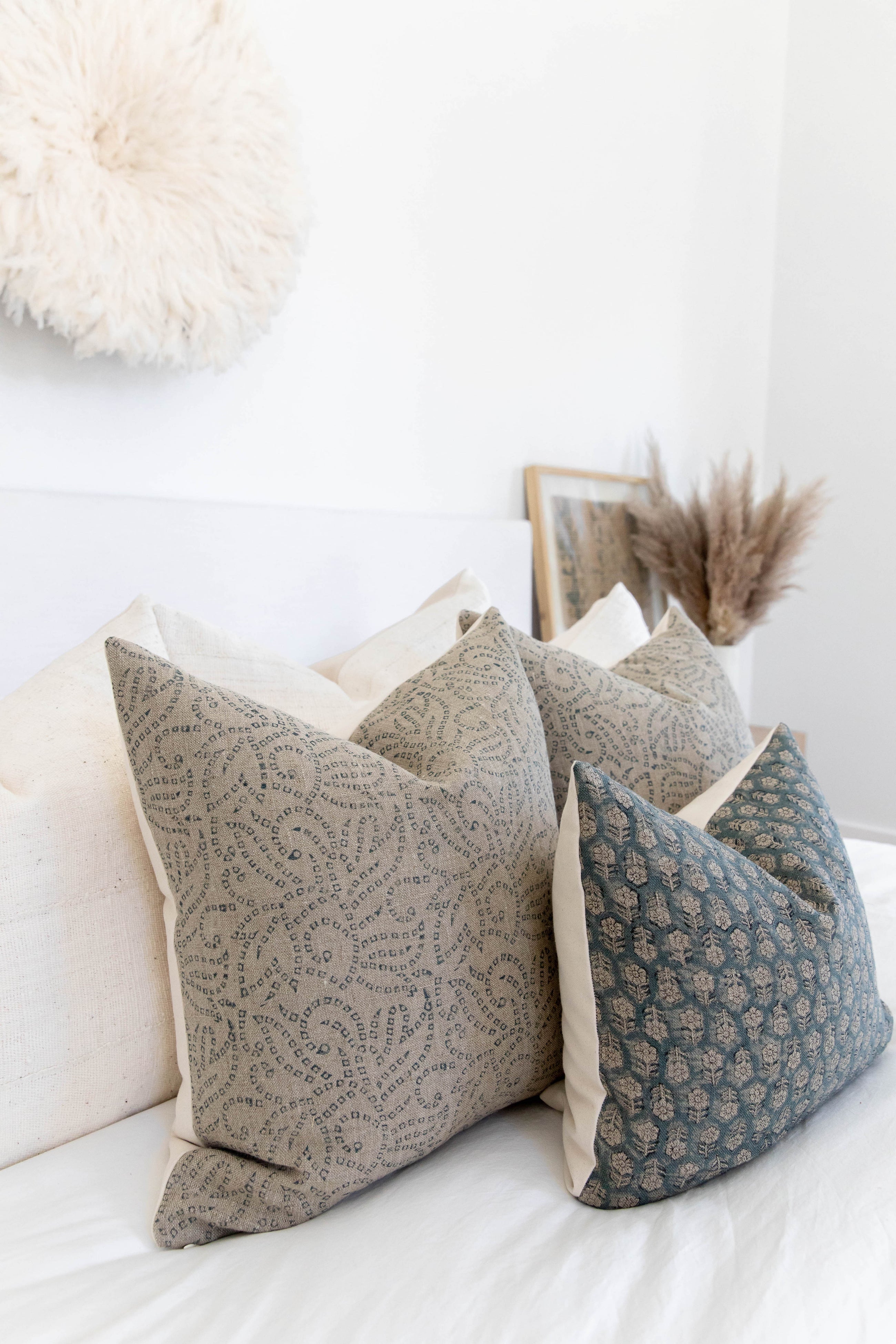 Valencia Floral Designer Pillow Cover | Teal Linen Pillow